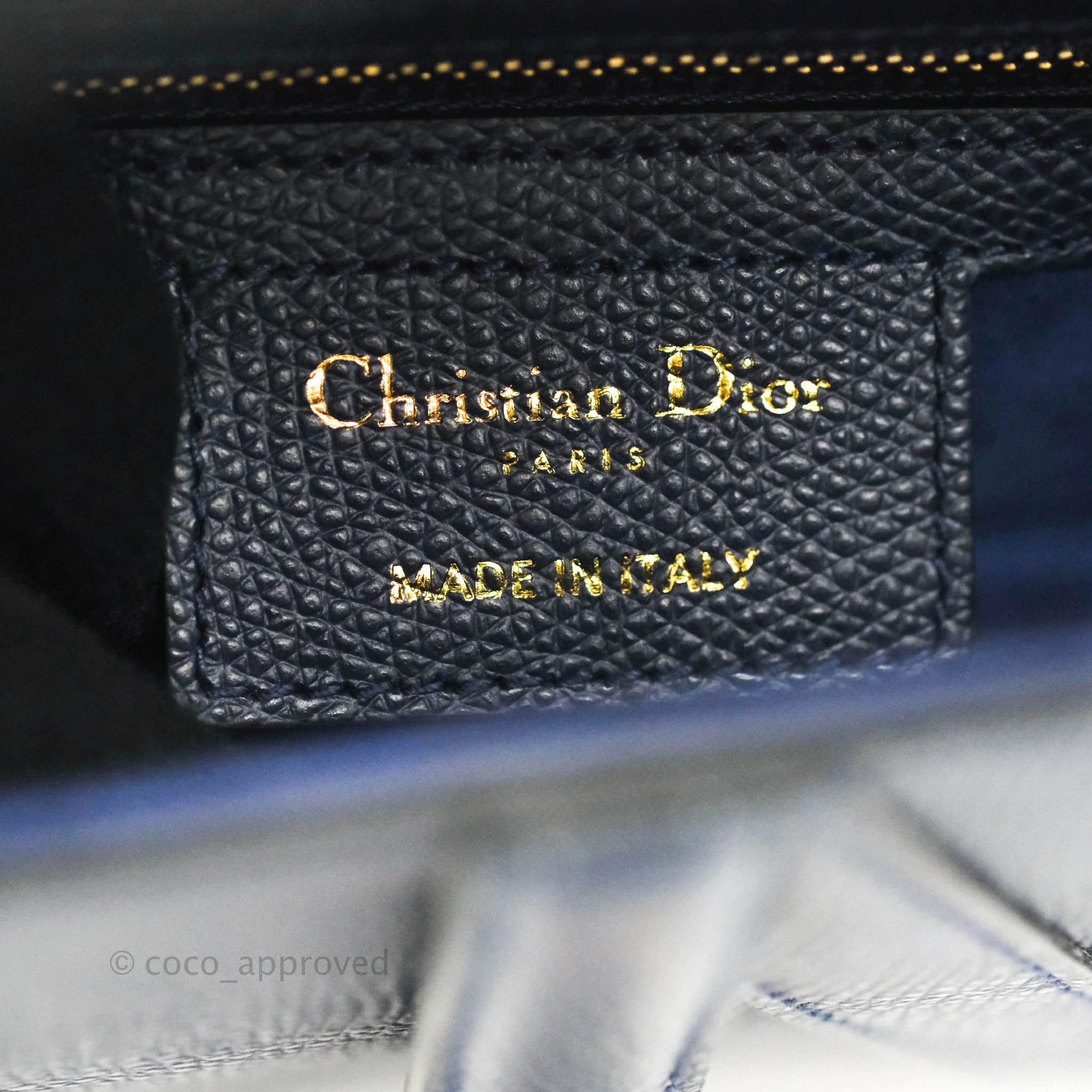 Christian Dior Saddle Bag Navy Grained Calfskin Gold Hardware