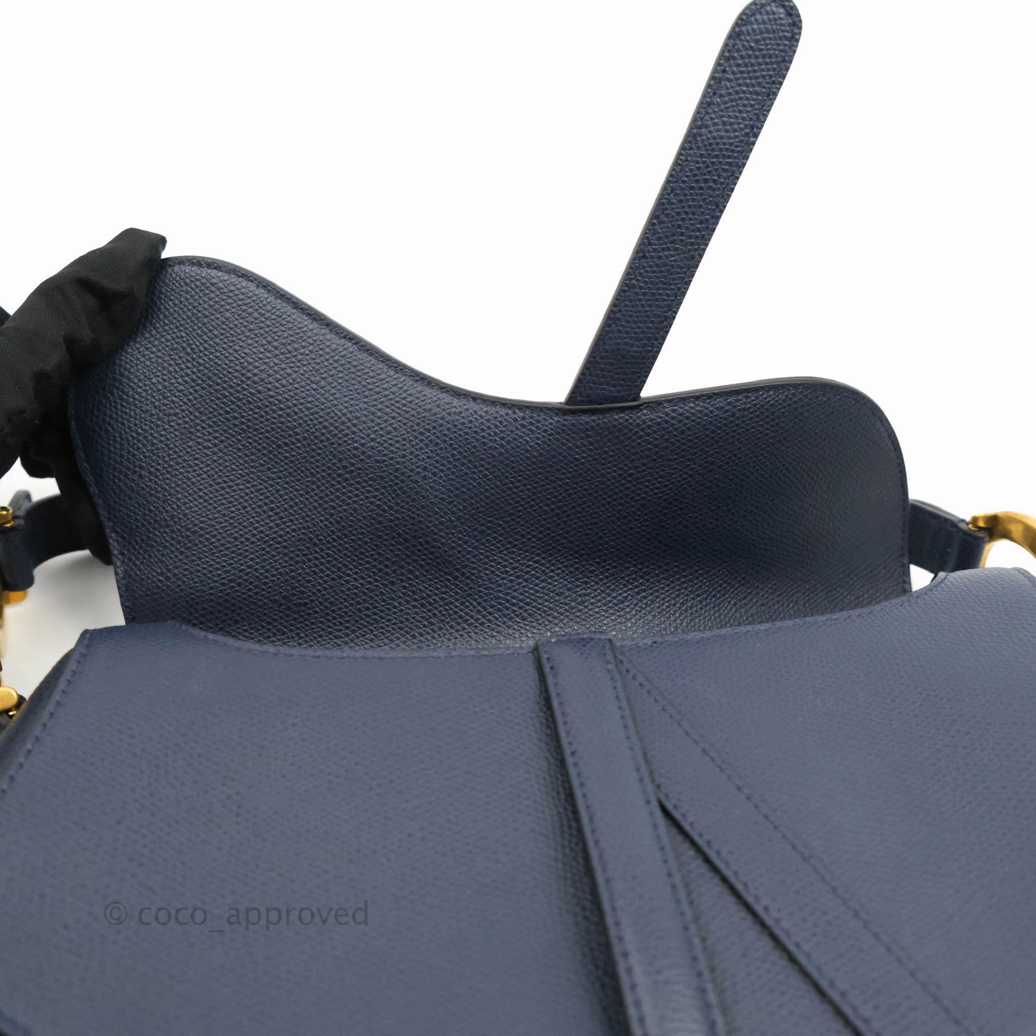 Christian Dior Saddle Bag Navy Grained Calfskin Gold Hardware