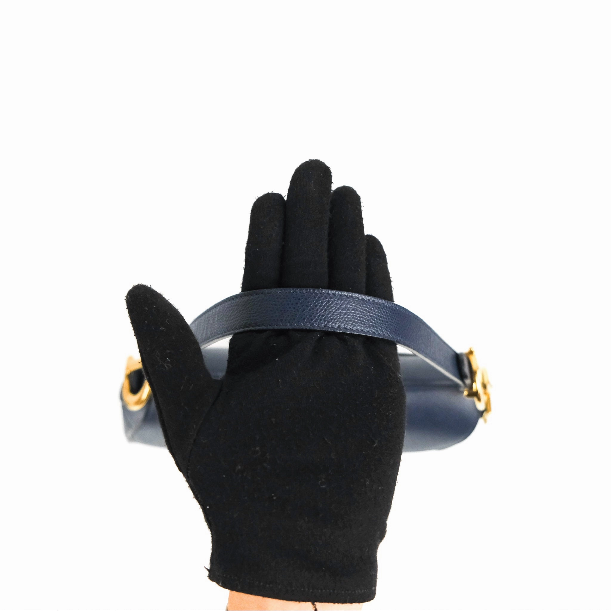 Christian Dior Saddle Bag Navy Grained Calfskin Gold Hardware