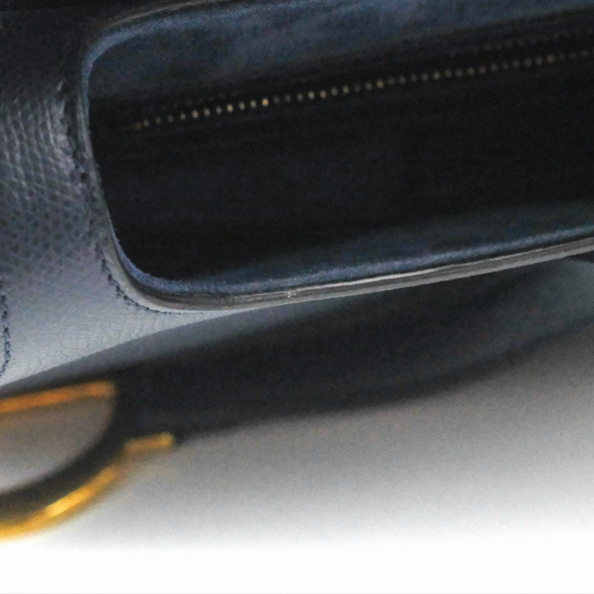 Christian Dior Saddle Bag Navy Grained Calfskin Gold Hardware