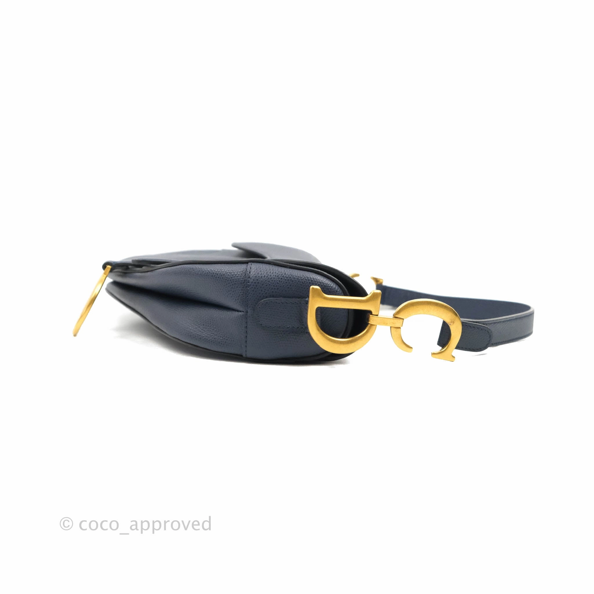 Christian Dior Saddle Bag Navy Grained Calfskin Gold Hardware