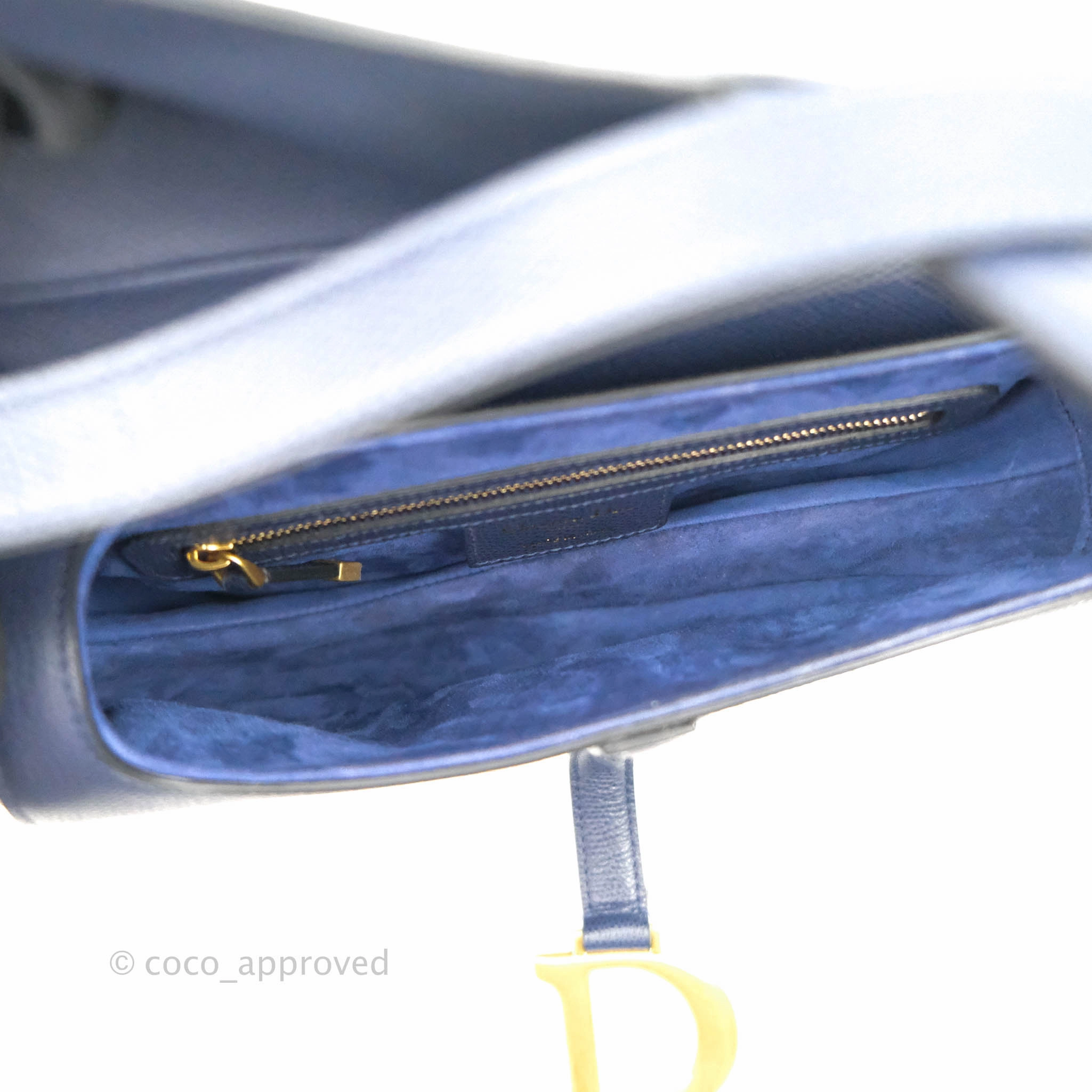 Christian Dior Saddle Bag Navy Grained Calfskin Gold Hardware