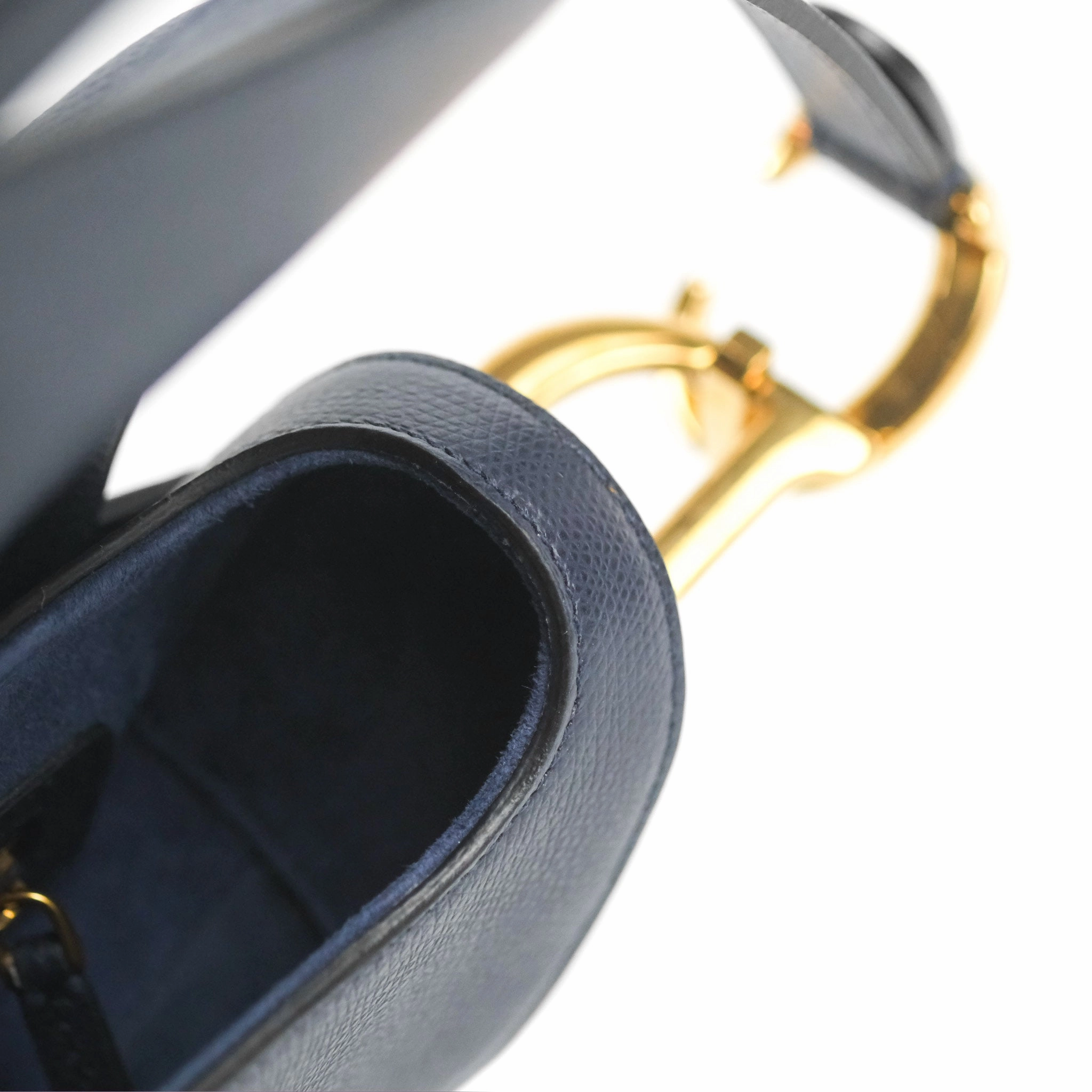 Christian Dior Saddle Bag Navy Grained Calfskin Gold Hardware