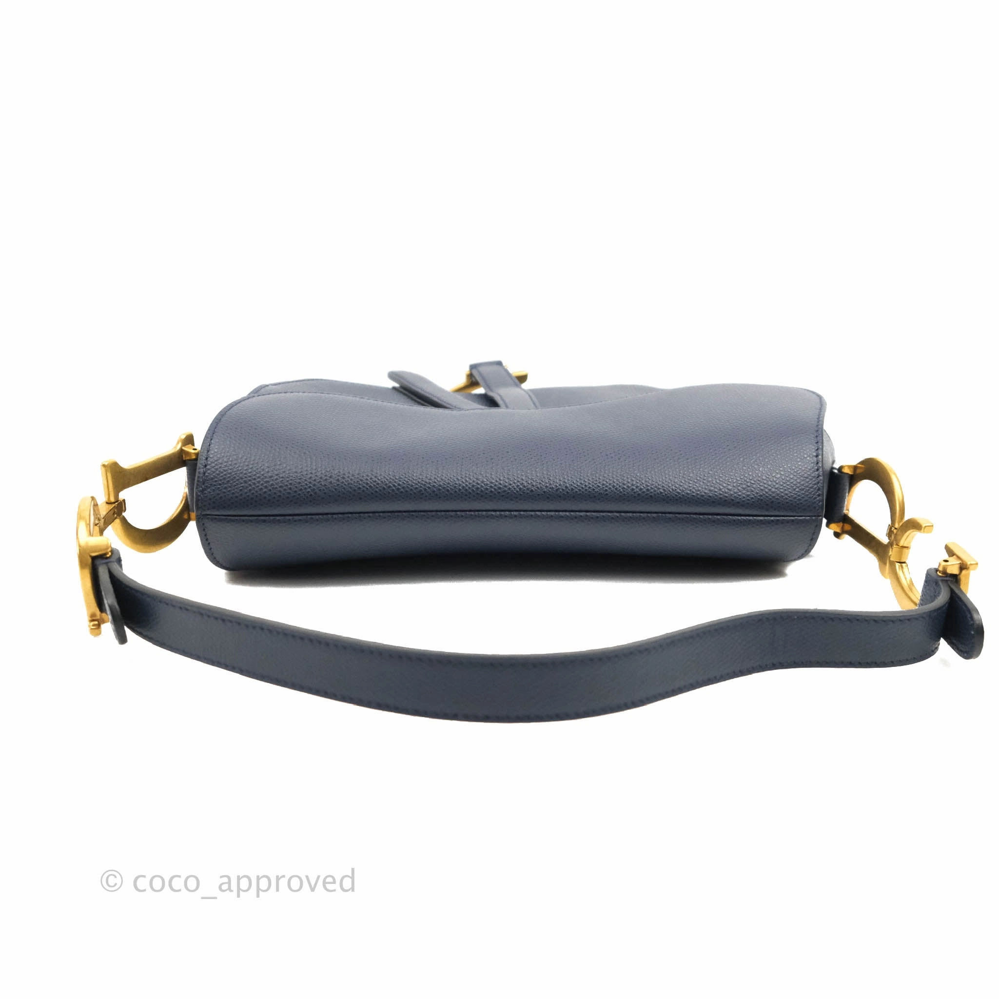 Christian Dior Saddle Bag Navy Grained Calfskin Gold Hardware