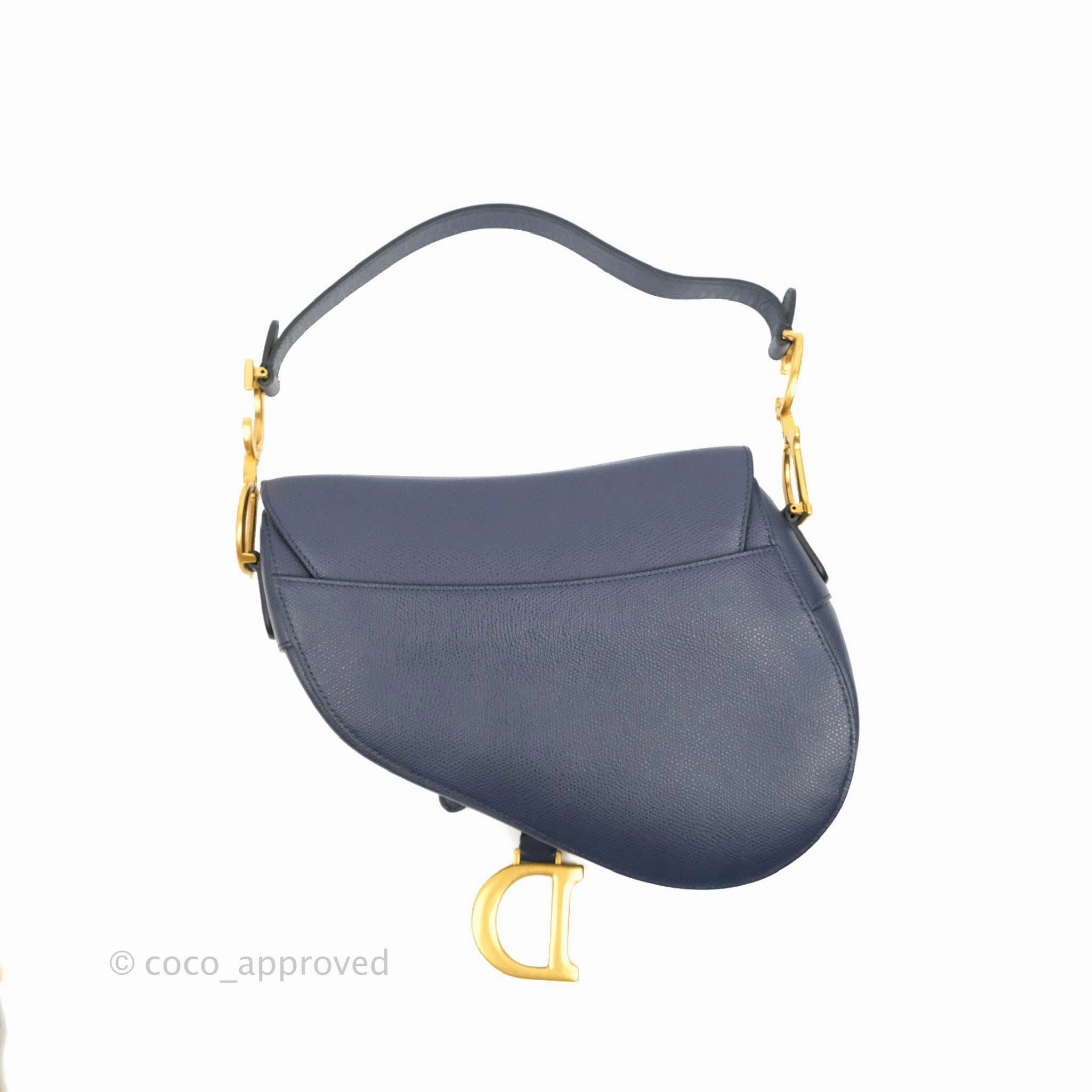 Christian Dior Saddle Bag Navy Grained Calfskin Gold Hardware