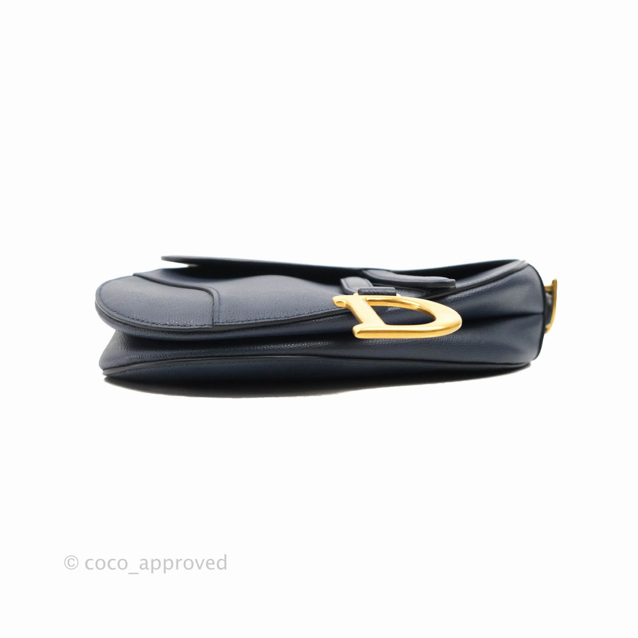 Christian Dior Saddle Bag Navy Grained Calfskin Gold Hardware