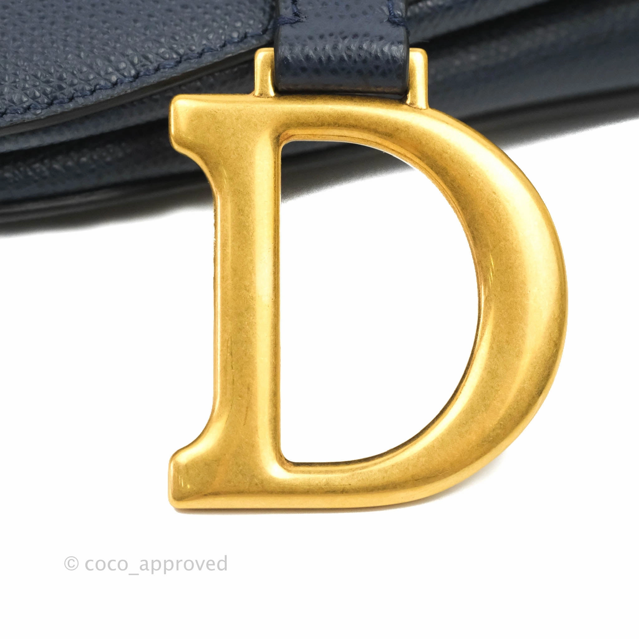 Christian Dior Saddle Bag Navy Grained Calfskin Gold Hardware
