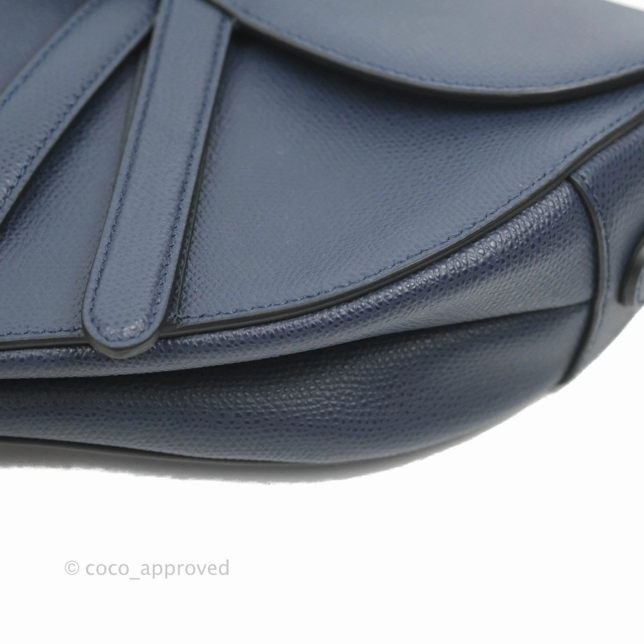 Christian Dior Saddle Bag Navy Grained Calfskin Gold Hardware
