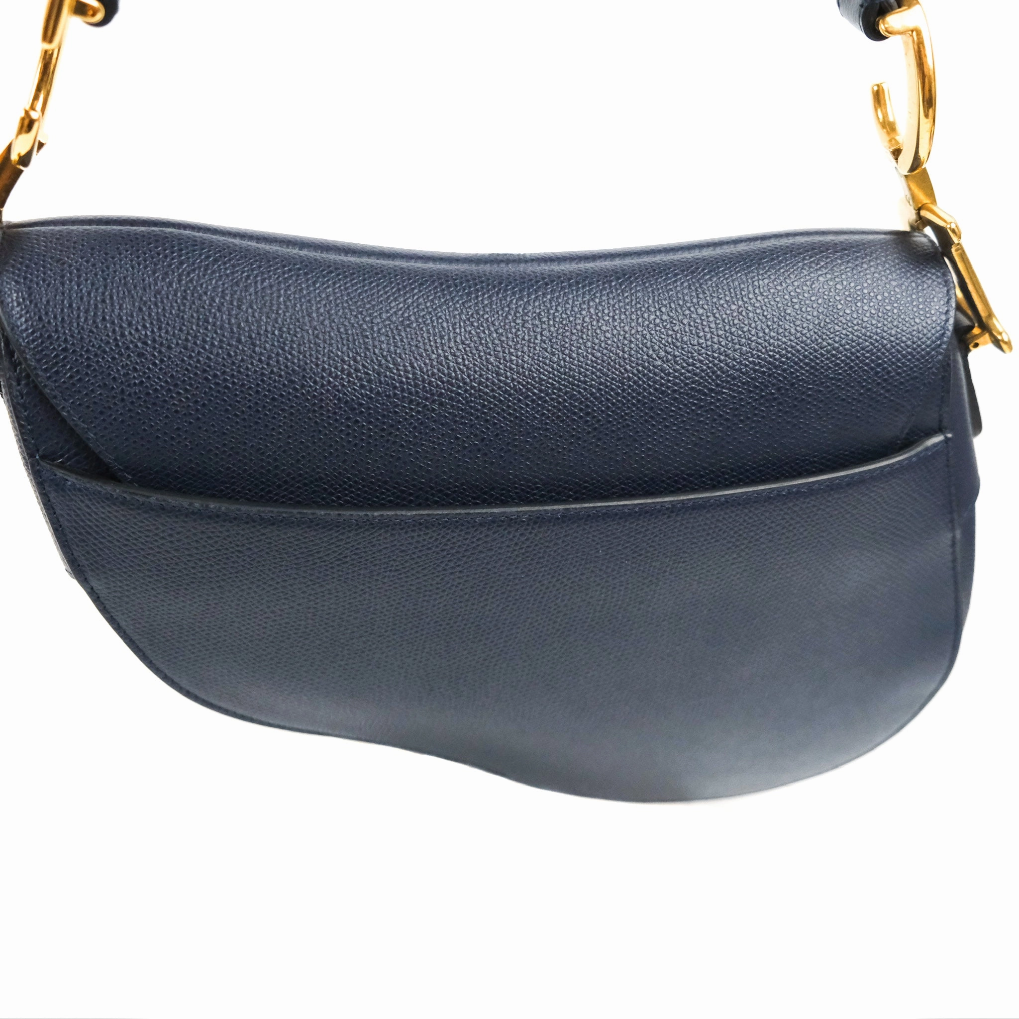 Christian Dior Saddle Bag Navy Grained Calfskin Gold Hardware