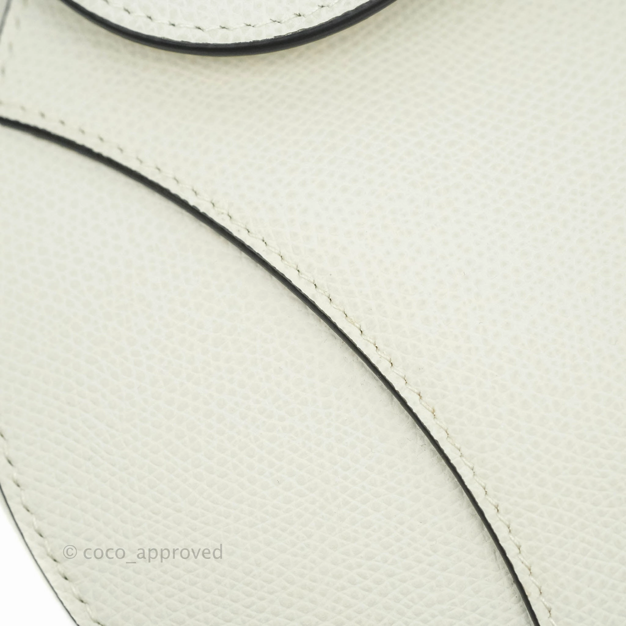 Christian Dior Saddle Bag White Grained Calfskin Gold Hardware