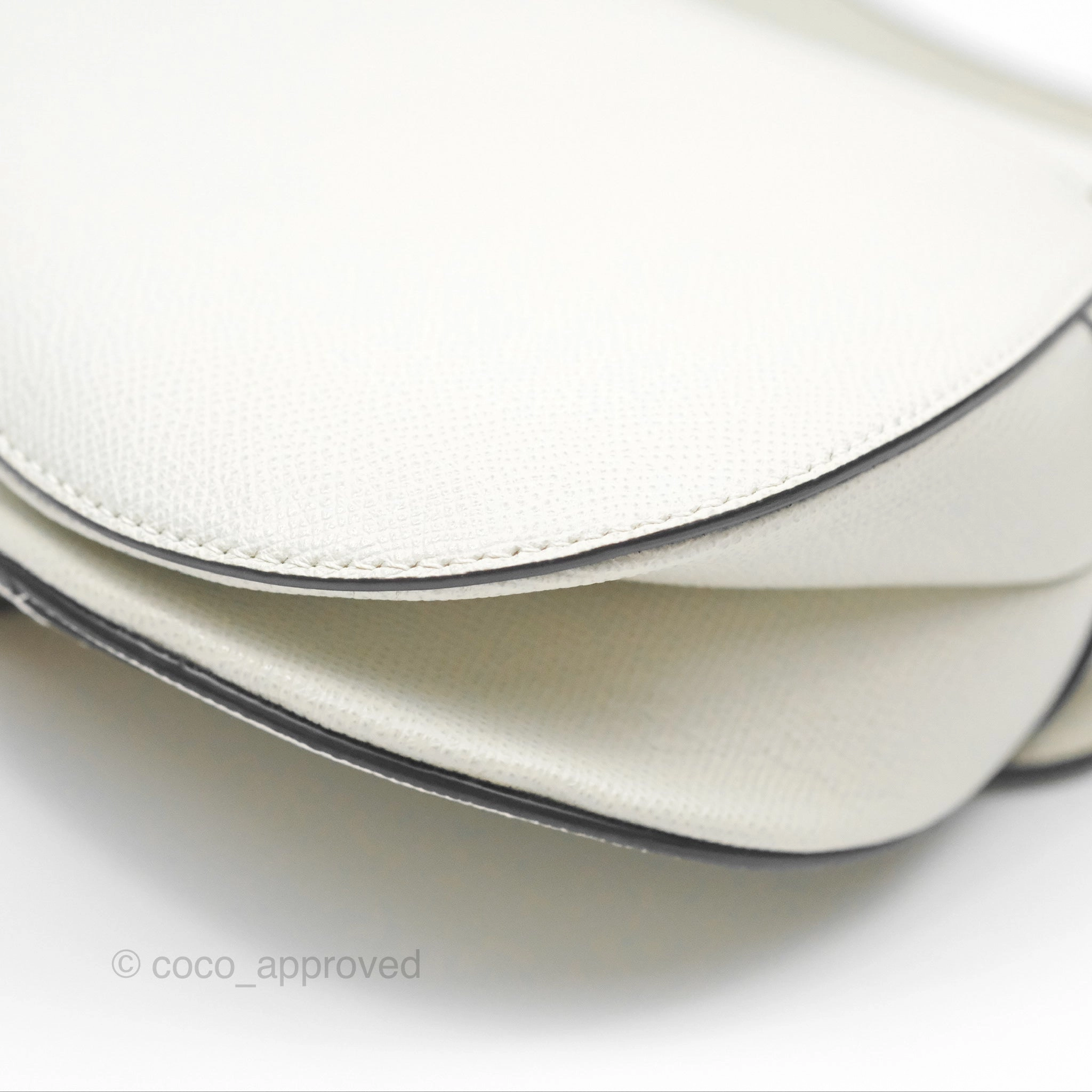 Christian Dior Saddle Bag White Grained Calfskin Gold Hardware