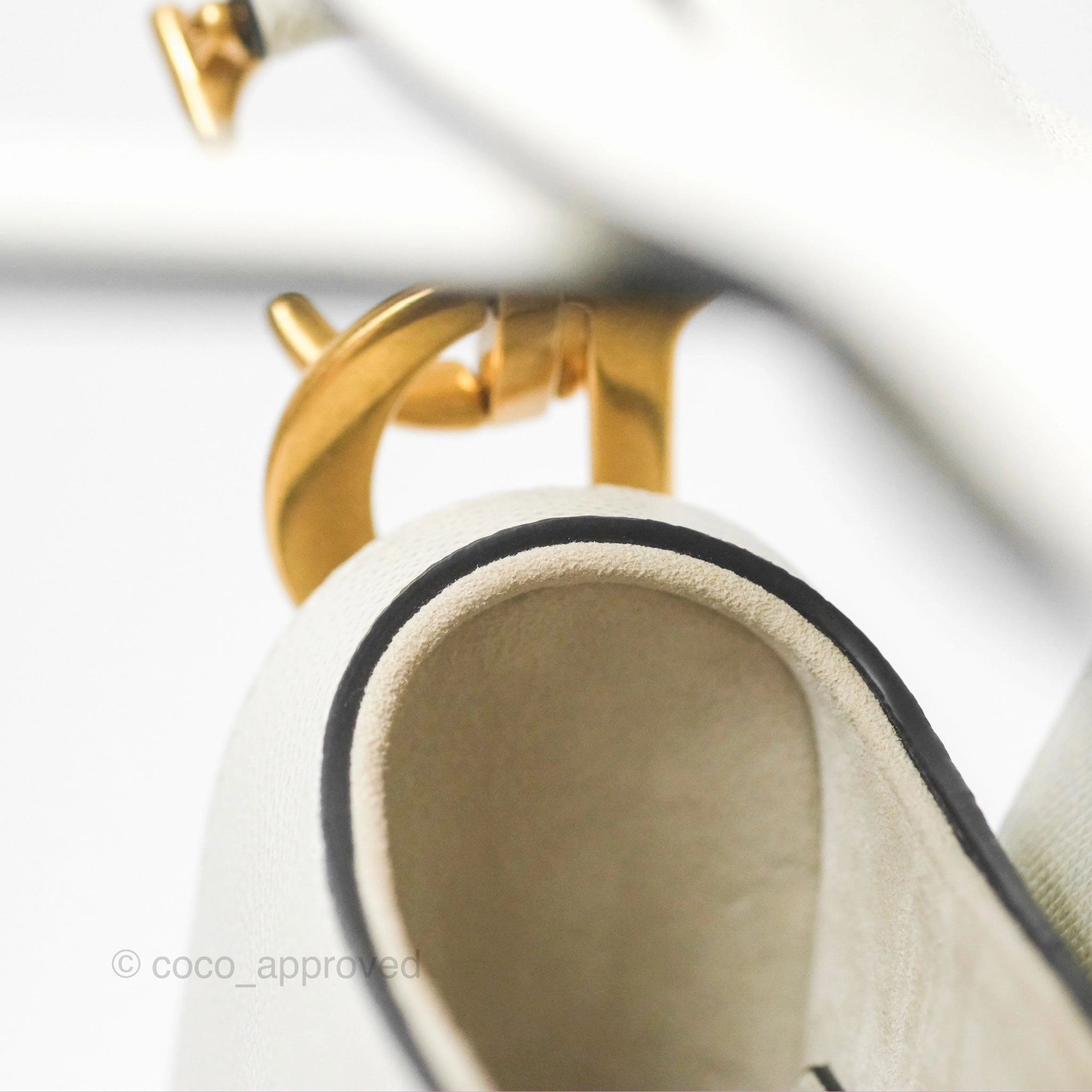 Christian Dior Saddle Bag White Grained Calfskin Gold Hardware