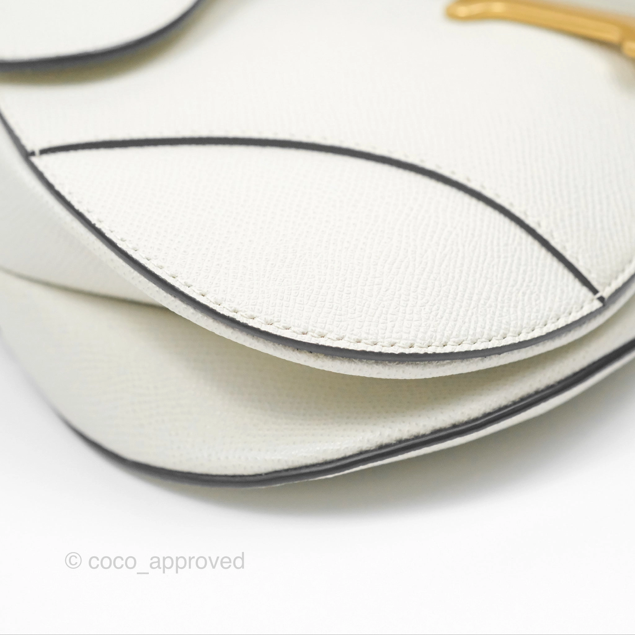 Christian Dior Saddle Bag White Grained Calfskin Gold Hardware