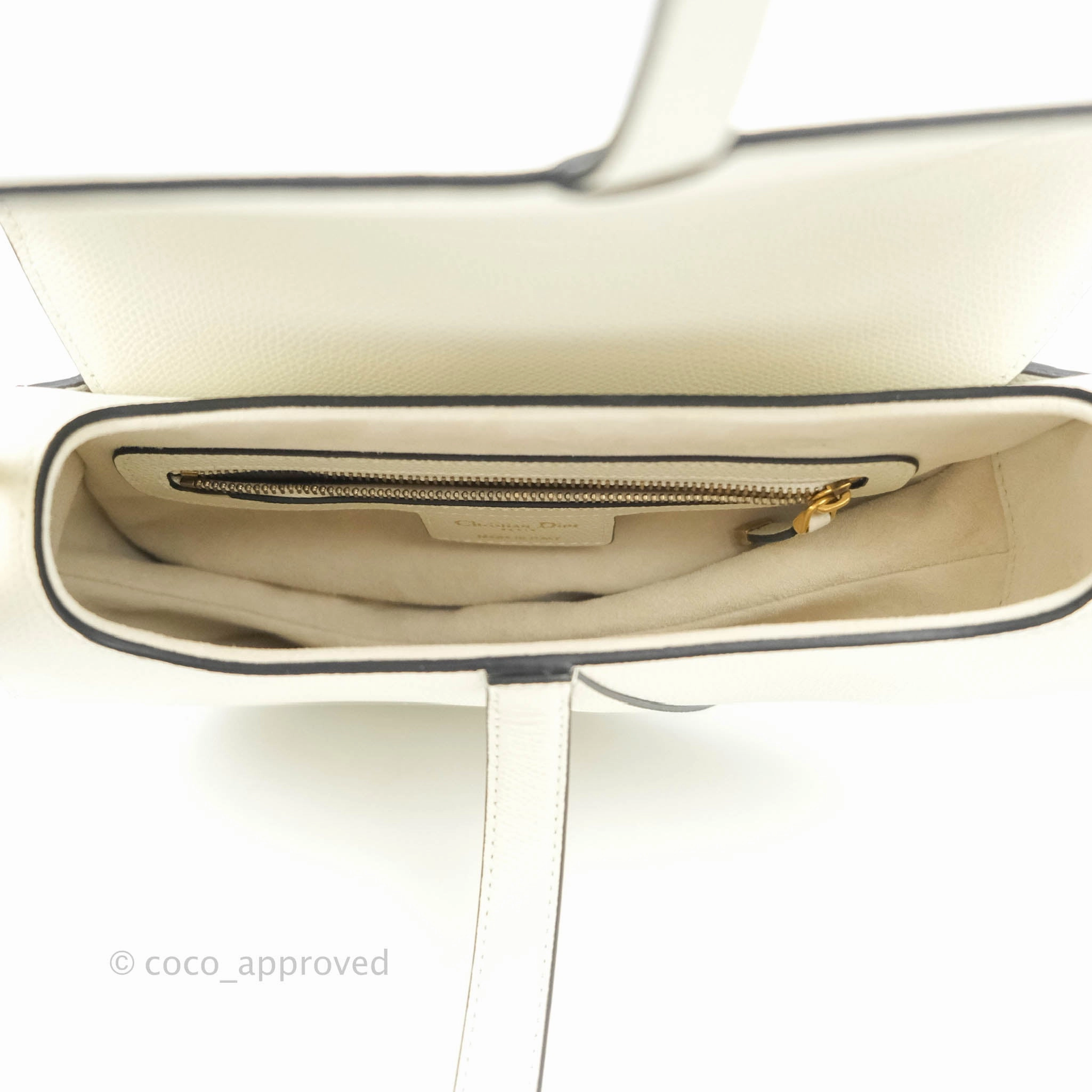 Christian Dior Saddle Bag White Grained Calfskin Gold Hardware