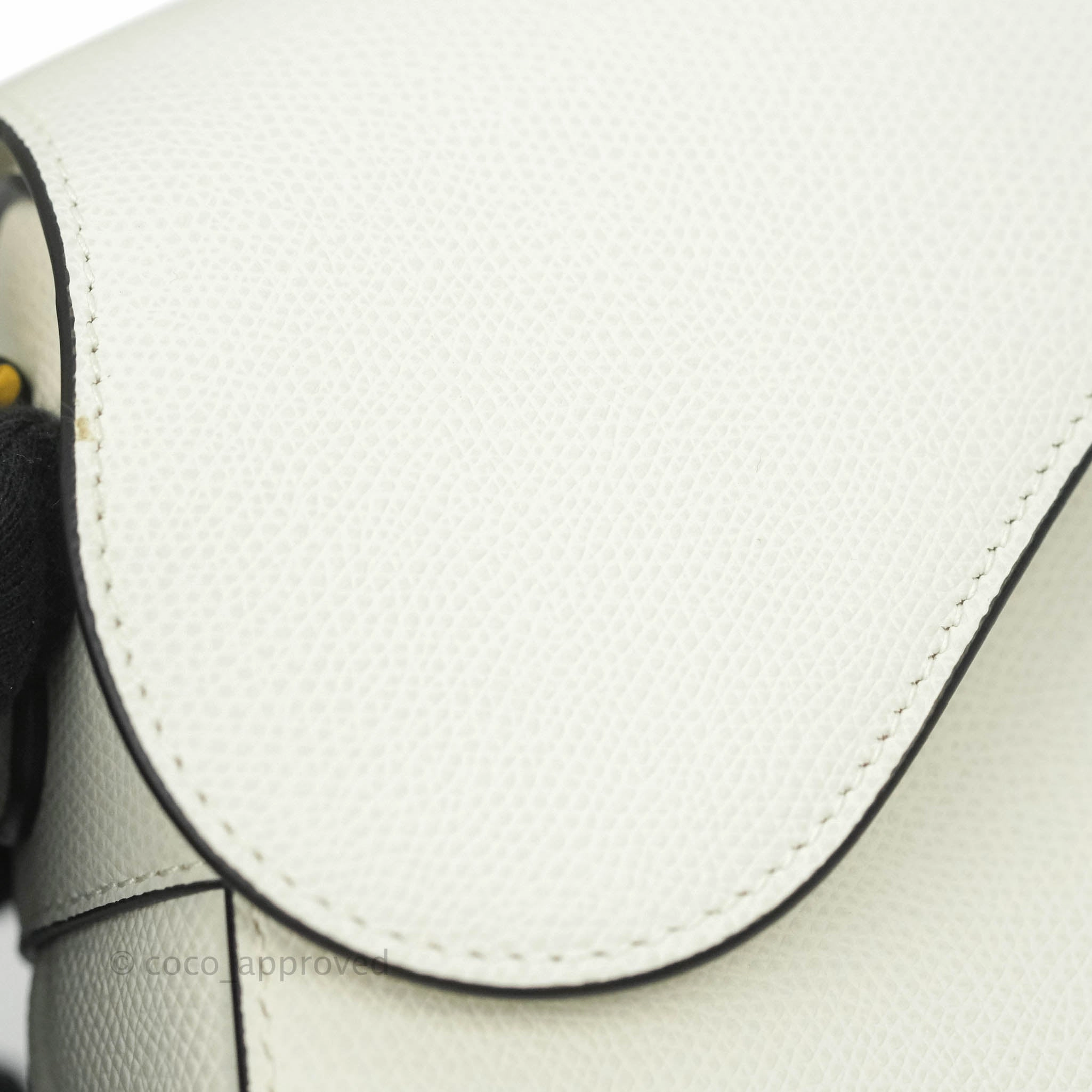 Christian Dior Saddle Bag White Grained Calfskin Gold Hardware