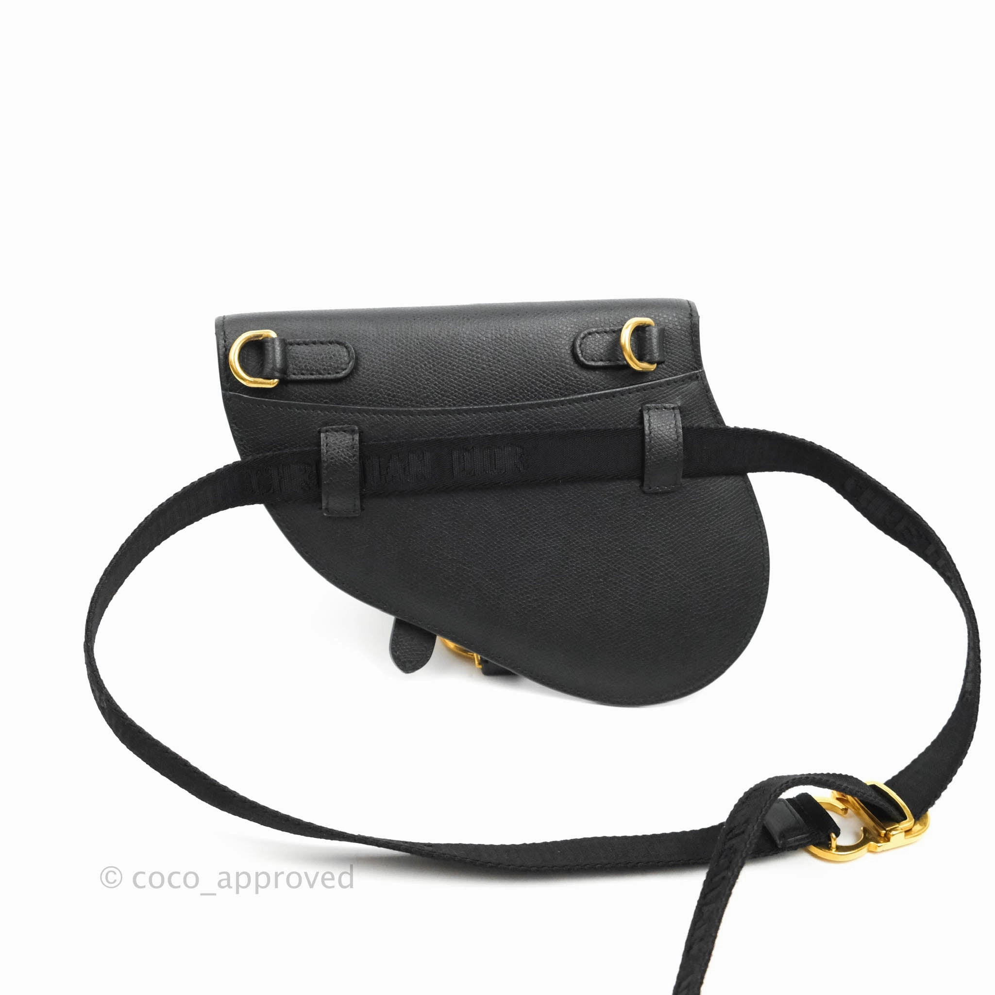 Christian Dior Saddle Belt Bag Black Calfskin Gold Hardware