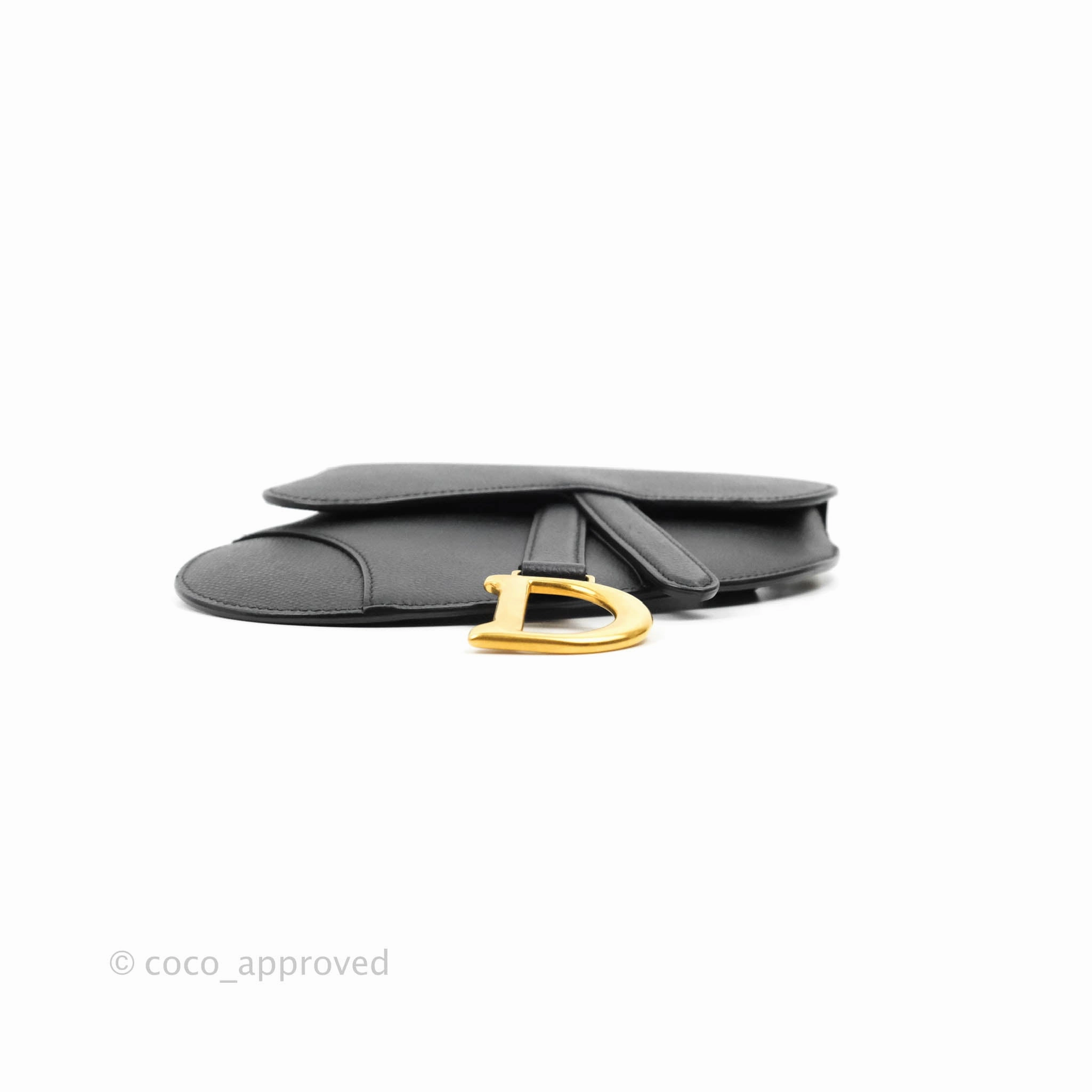 Christian Dior Saddle Belt Bag Black Calfskin Gold Hardware