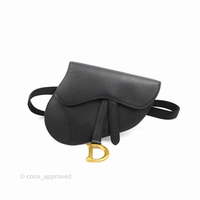 Christian Dior Saddle Belt Bag Black Calfskin Gold Hardware