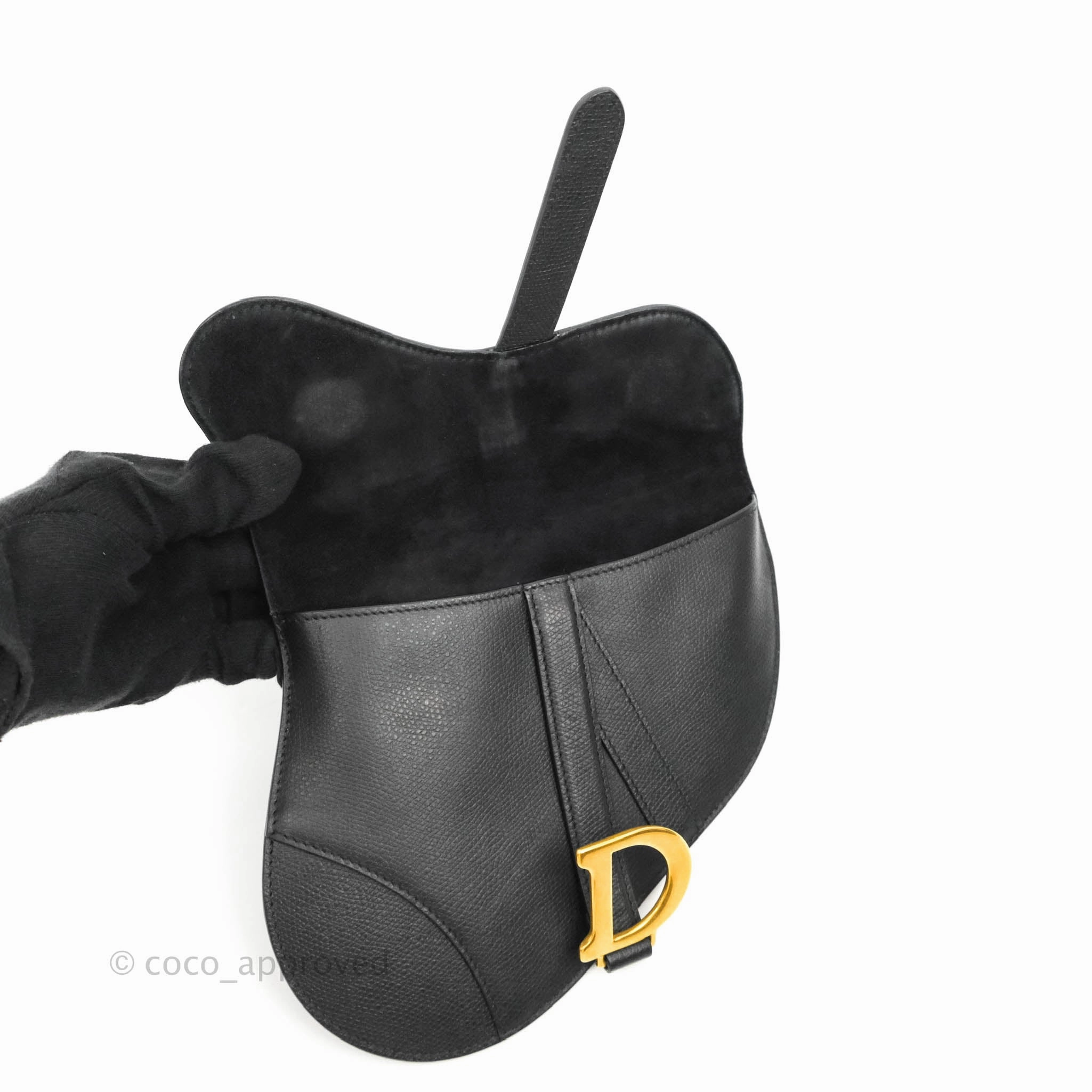 Christian Dior Saddle Belt Bag Black Calfskin Gold Hardware