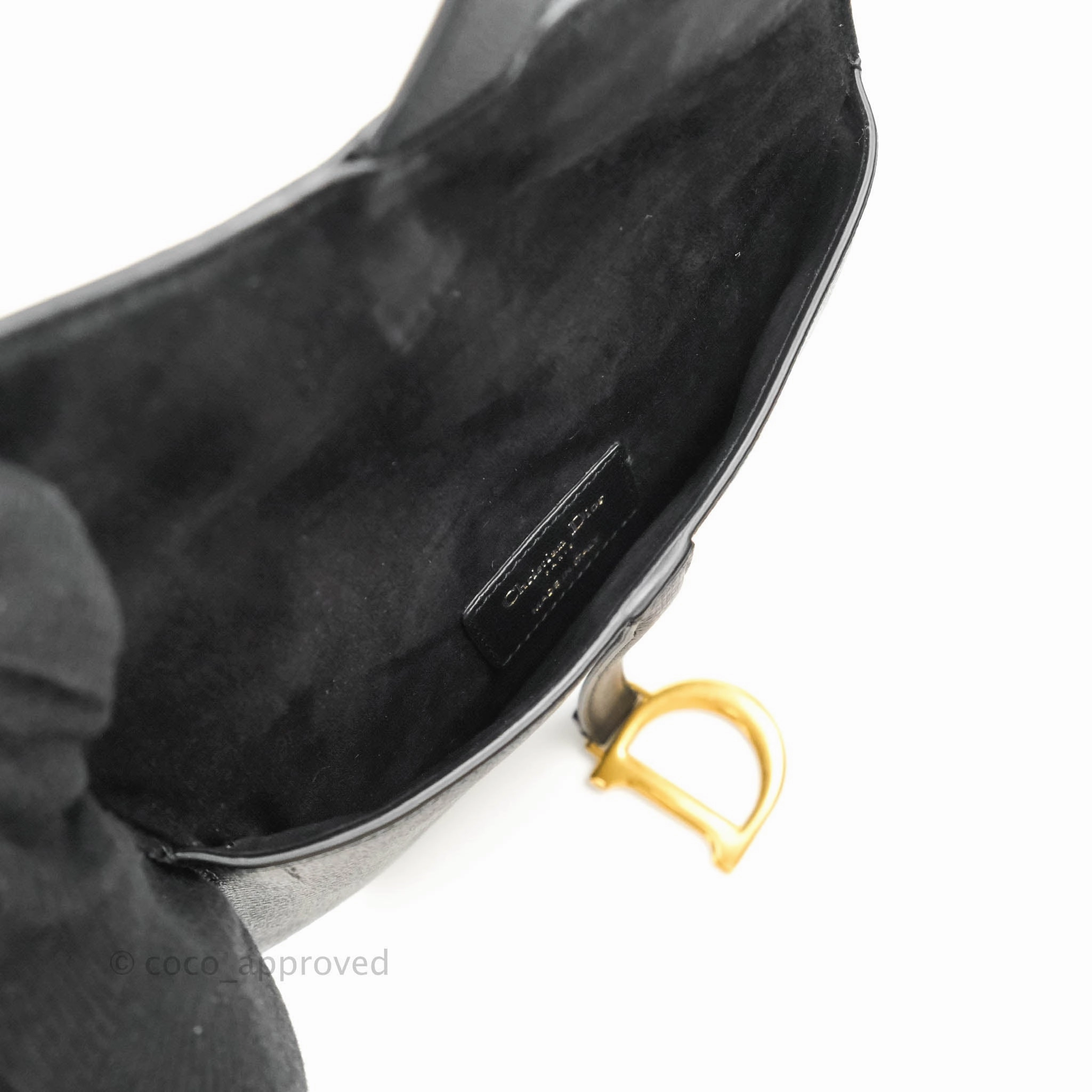 Christian Dior Saddle Belt Bag Black Calfskin Gold Hardware