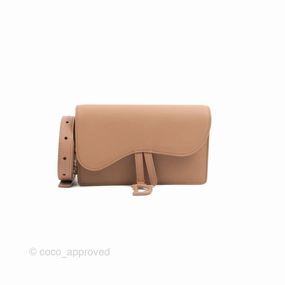 Christian Dior Saddle Belt Pouch Dusty Pink Matte Calfskin Gold Hardware