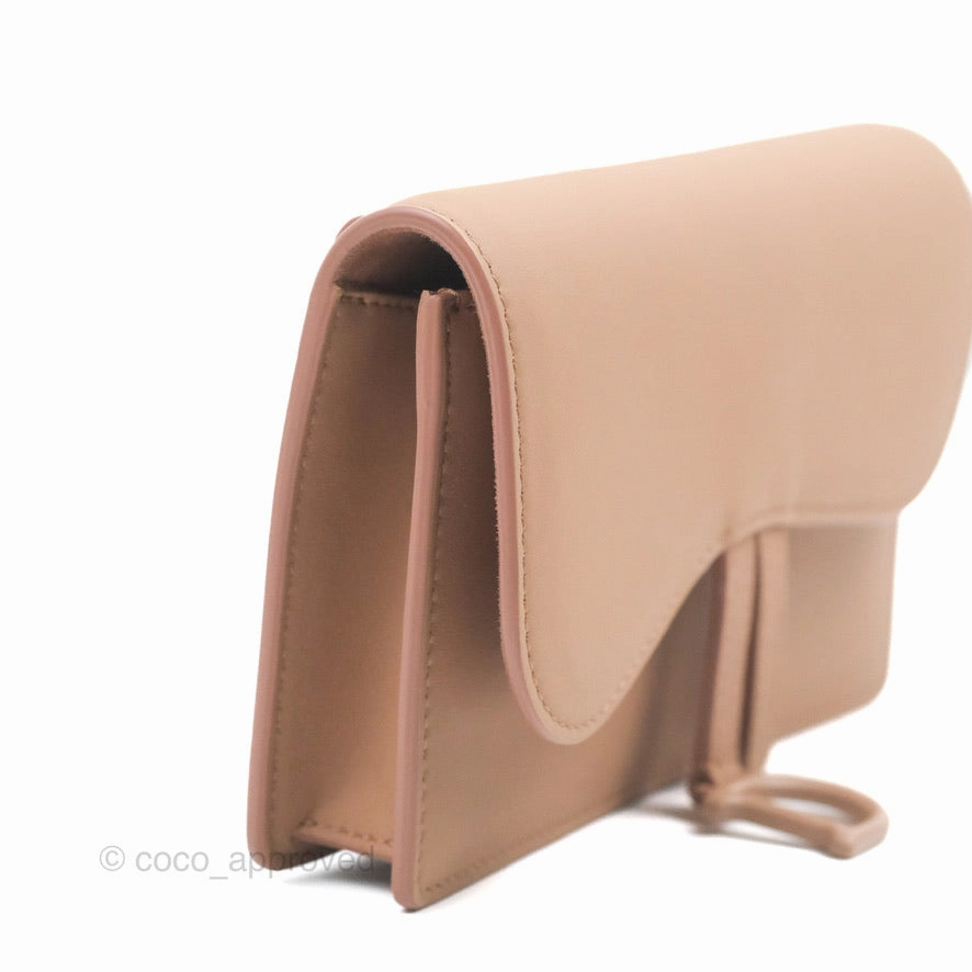 Christian Dior Saddle Belt Pouch Dusty Pink Matte Calfskin Gold Hardware