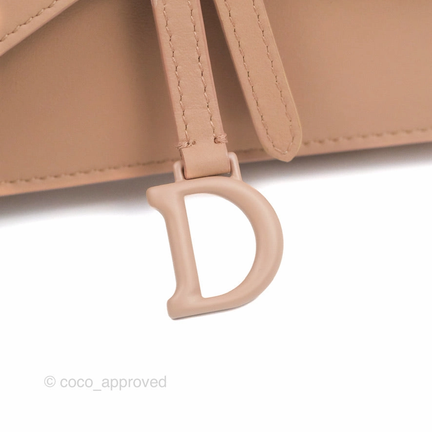 Christian Dior Saddle Belt Pouch Dusty Pink Matte Calfskin Gold Hardware