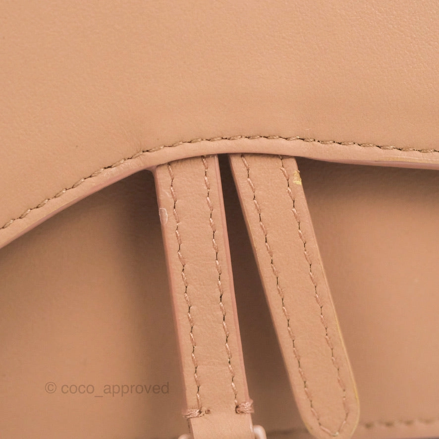 Christian Dior Saddle Belt Pouch Dusty Pink Matte Calfskin Gold Hardware