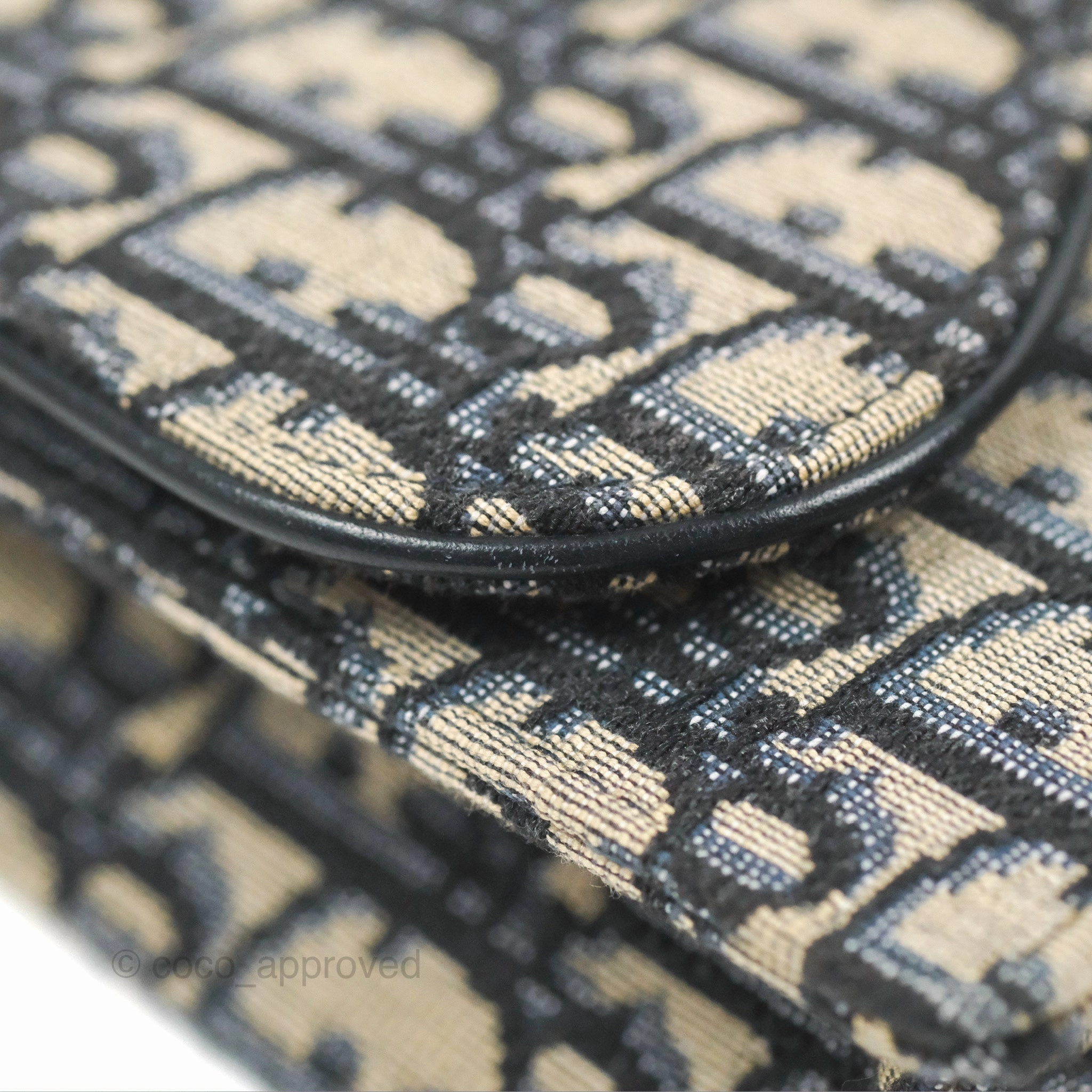 Christian Dior Saddle Chain Pouch Navy Oblique Jacquard