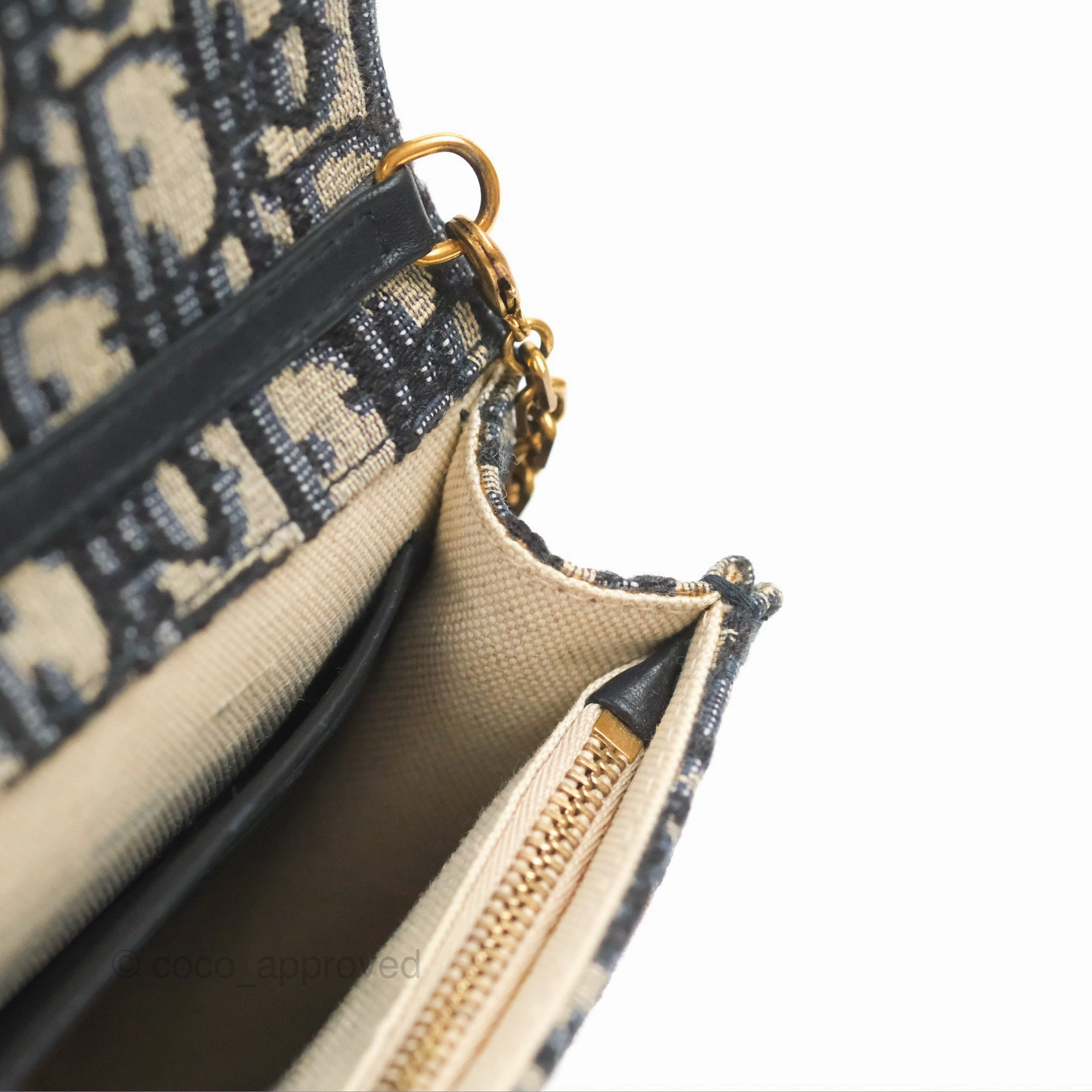Christian Dior Saddle Chain Pouch Navy Oblique Jacquard