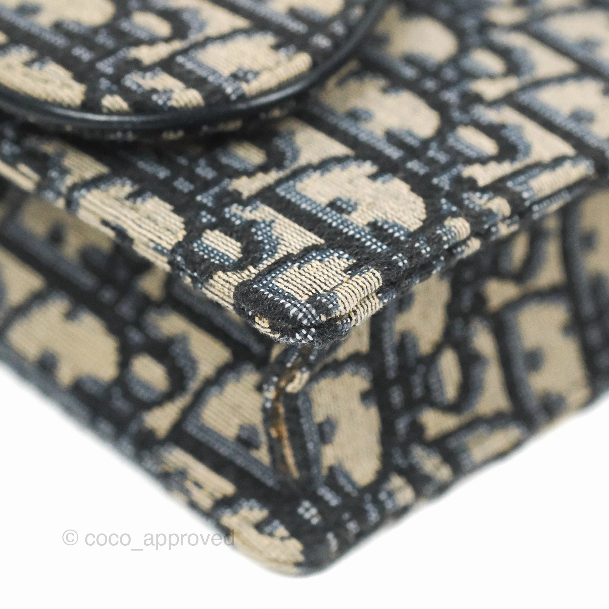 Christian Dior Saddle Chain Pouch Navy Oblique Jacquard