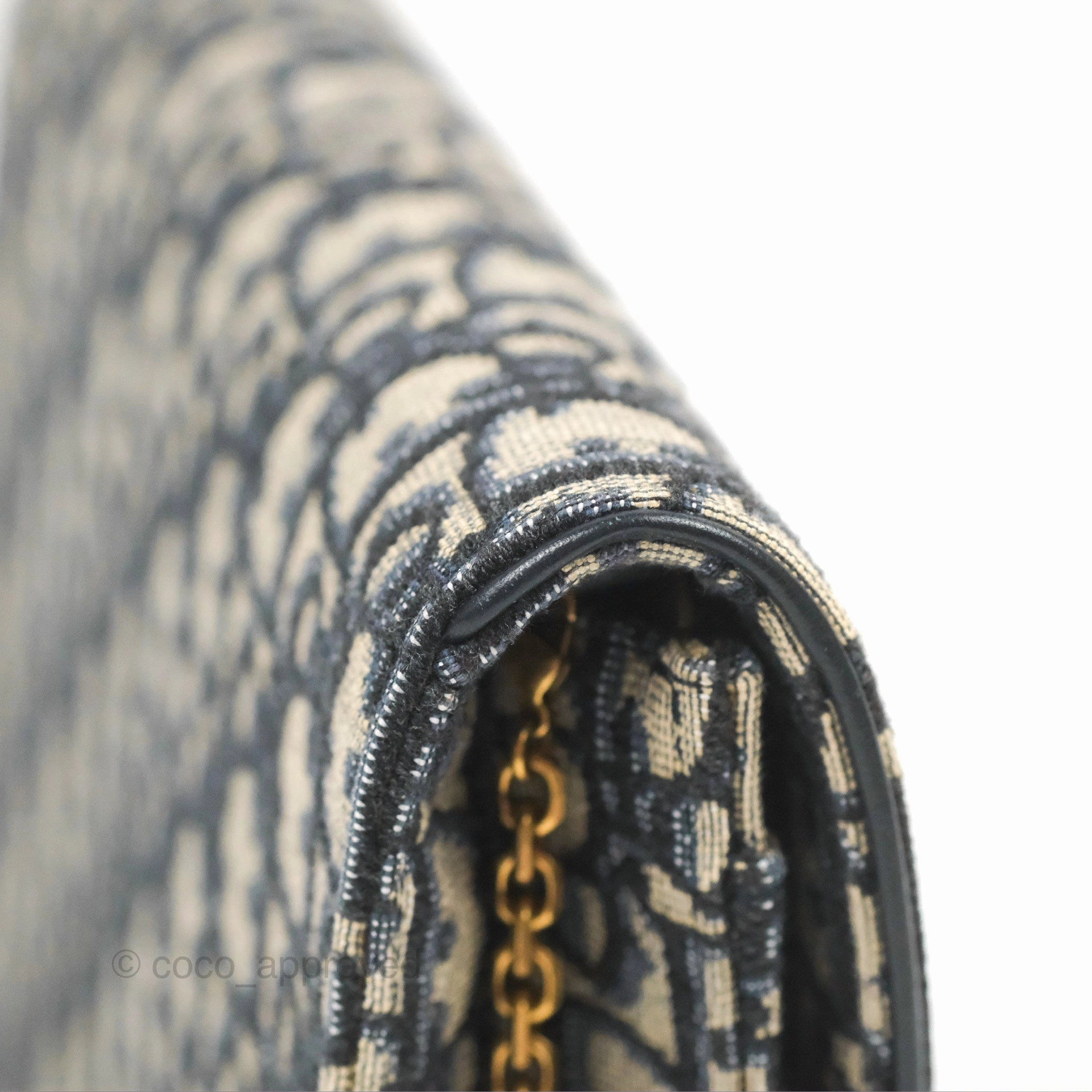 Christian Dior Saddle Chain Pouch Navy Oblique Jacquard