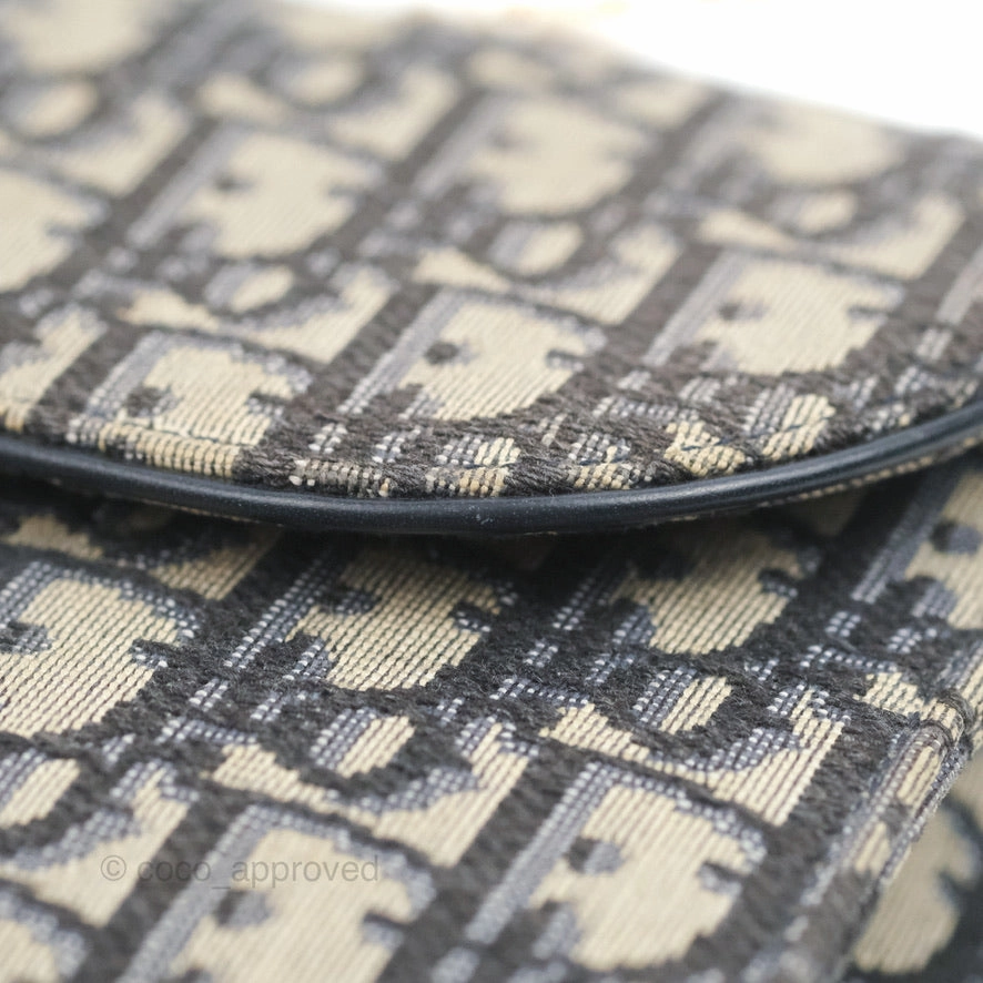 Christian Dior Saddle Chain Pouch Navy Oblique Jacquard