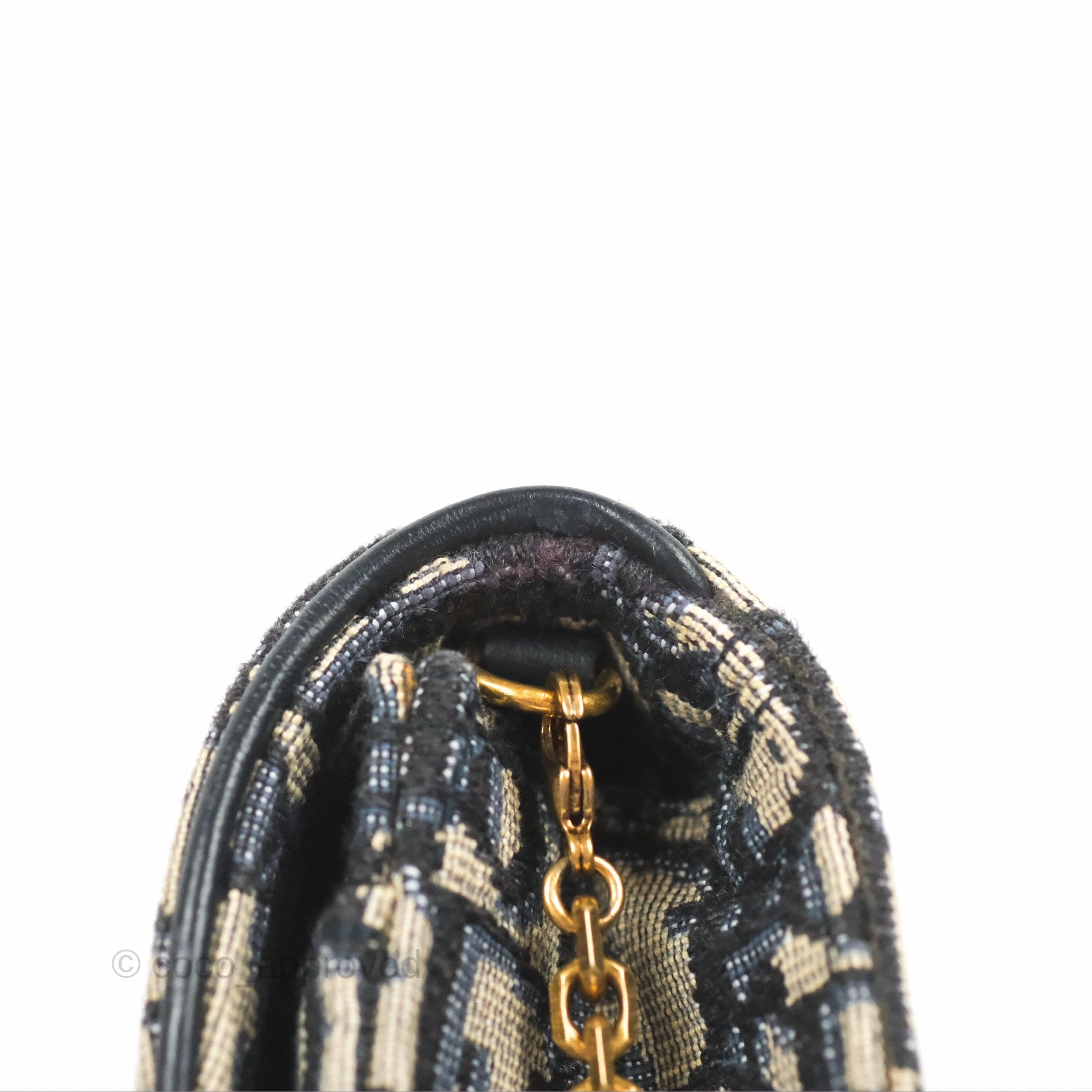 Christian Dior Saddle Chain Pouch Navy Oblique Jacquard