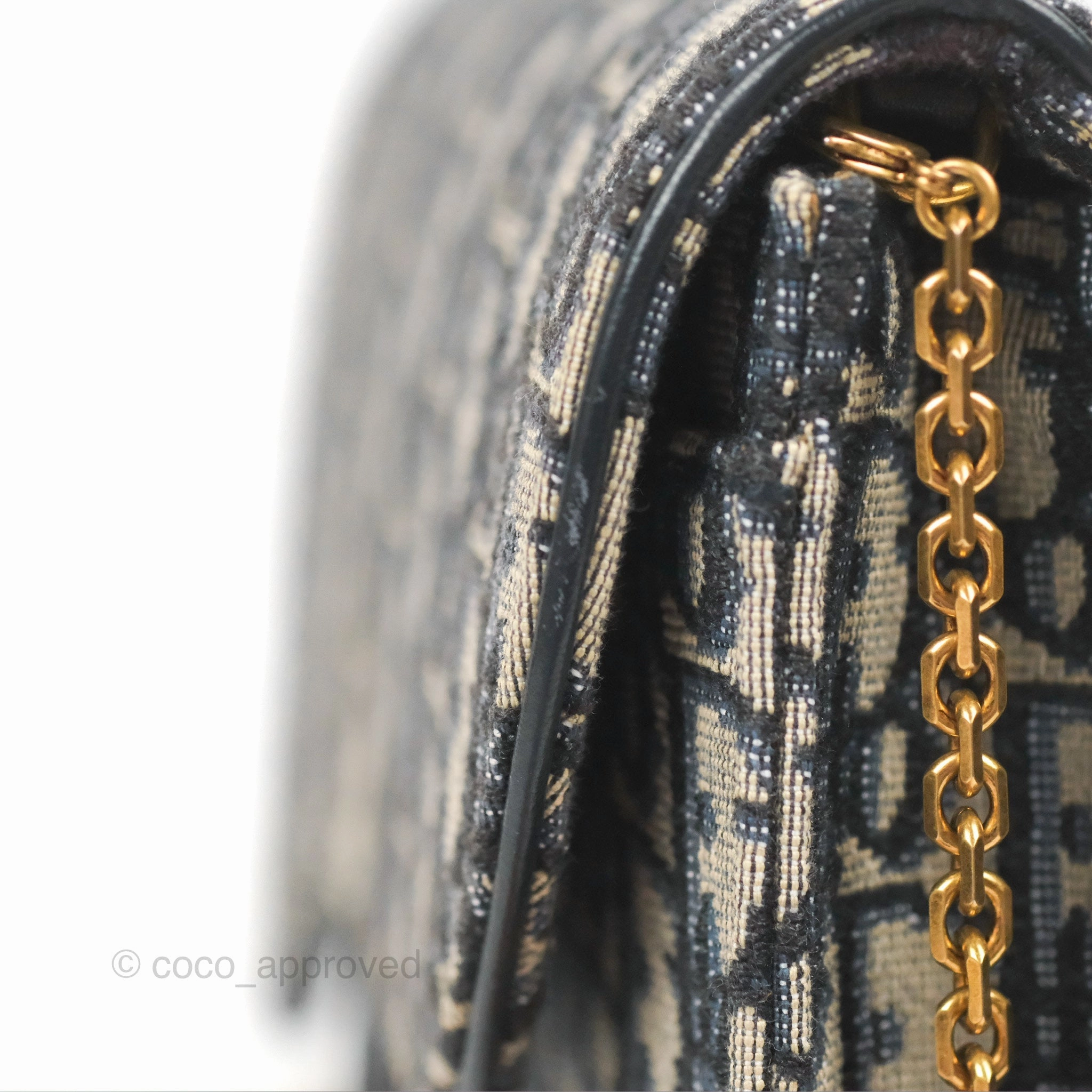Christian Dior Saddle Chain Pouch Navy Oblique Jacquard