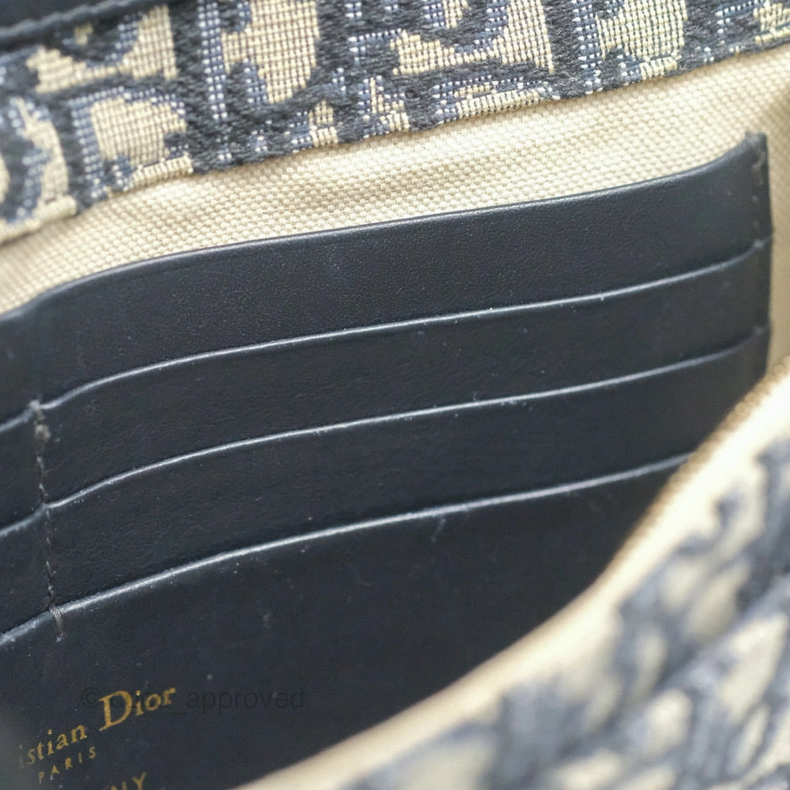 Christian Dior Saddle Chain Pouch Navy Oblique Jacquard