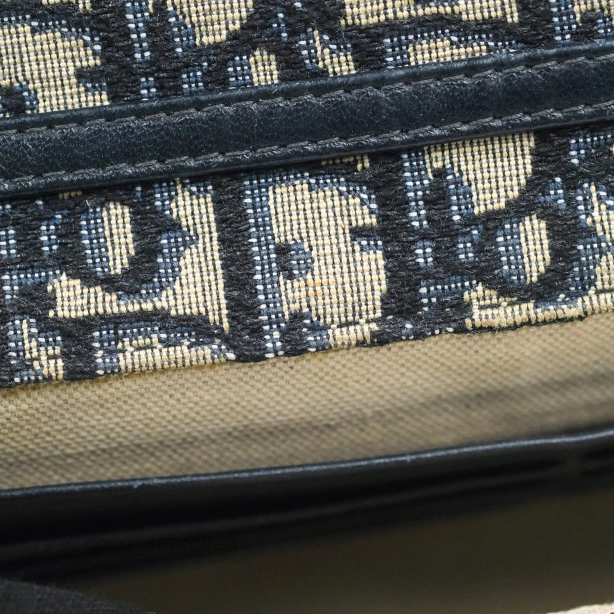 Christian Dior Saddle Chain Pouch Navy Oblique Jacquard