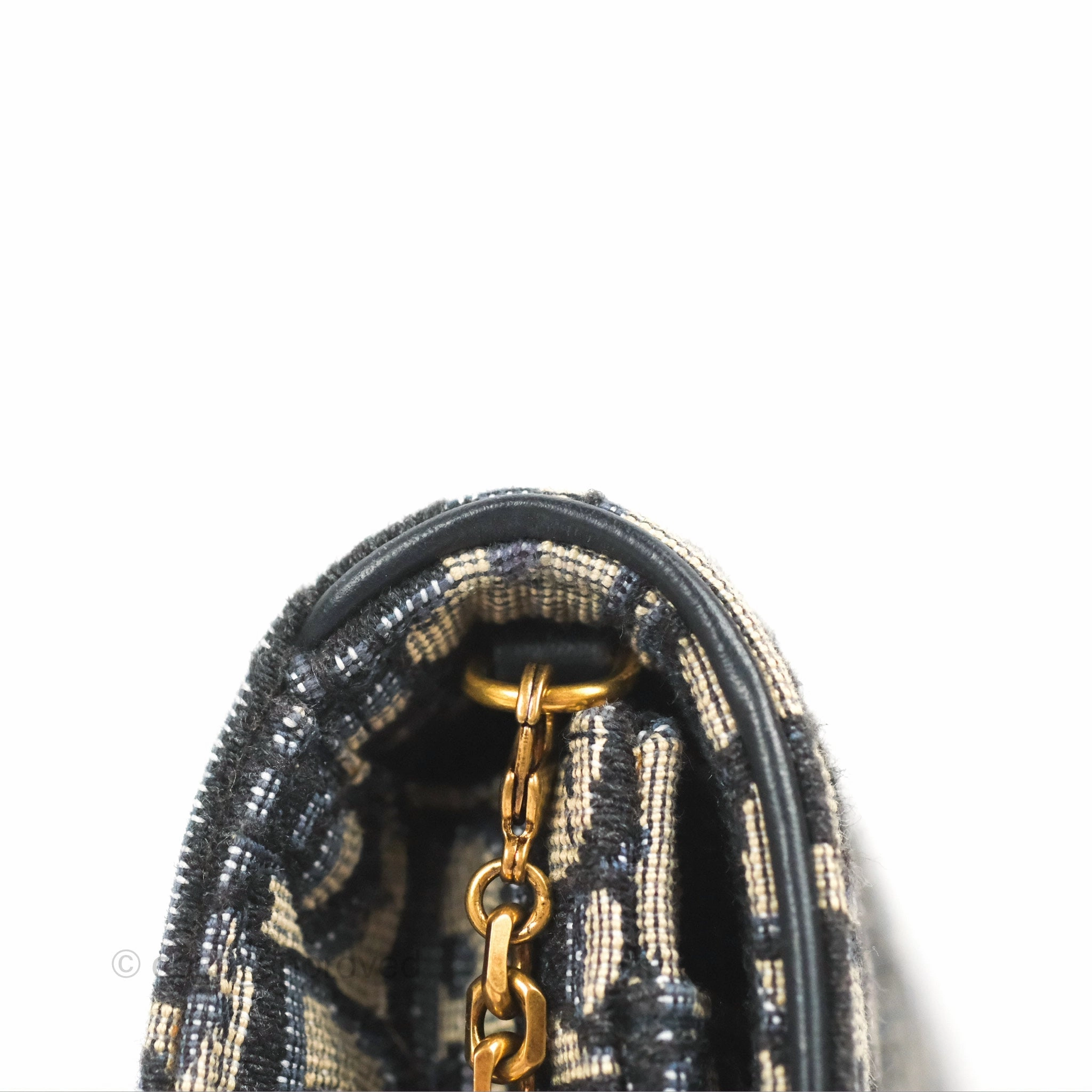 Christian Dior Saddle Chain Pouch Navy Oblique Jacquard