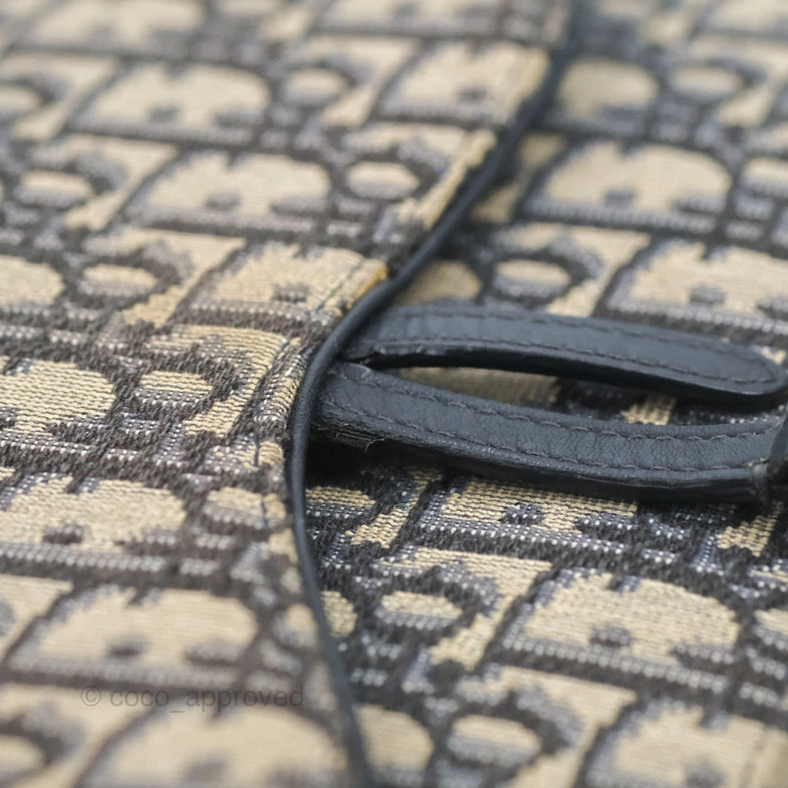 Christian Dior Saddle Chain Pouch Navy Oblique Jacquard