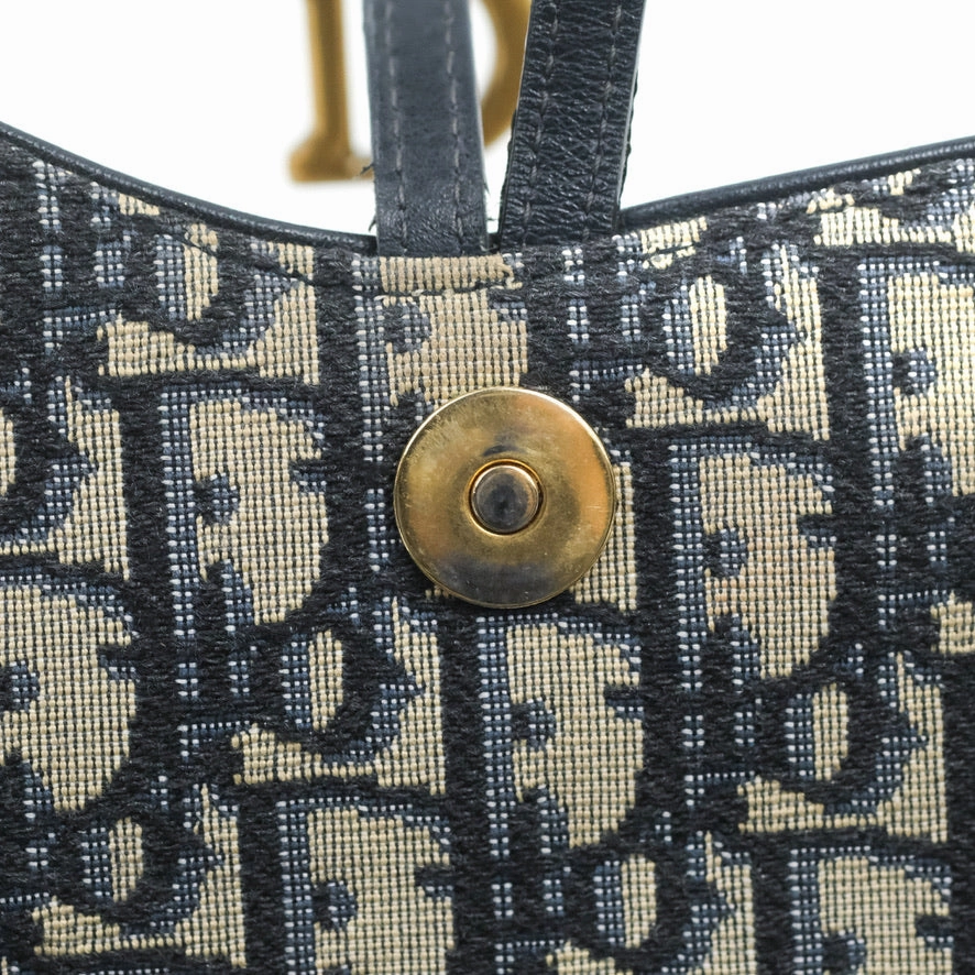 Christian Dior Saddle Chain Pouch Navy Oblique Jacquard