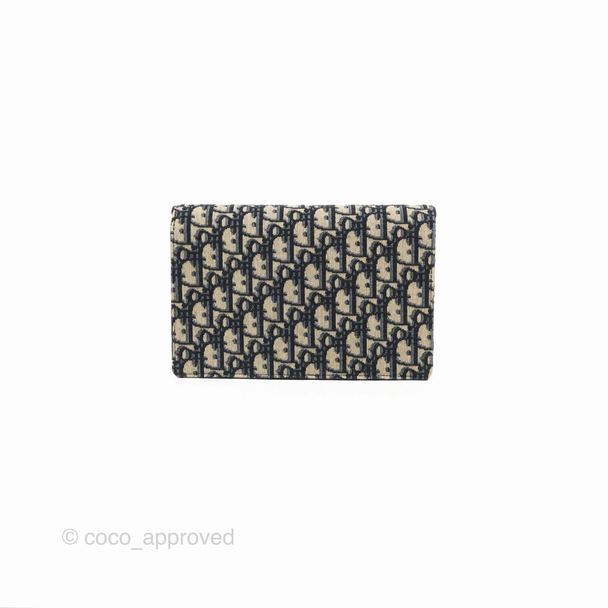 Christian Dior Saddle Chain Pouch Navy Oblique Jacquard