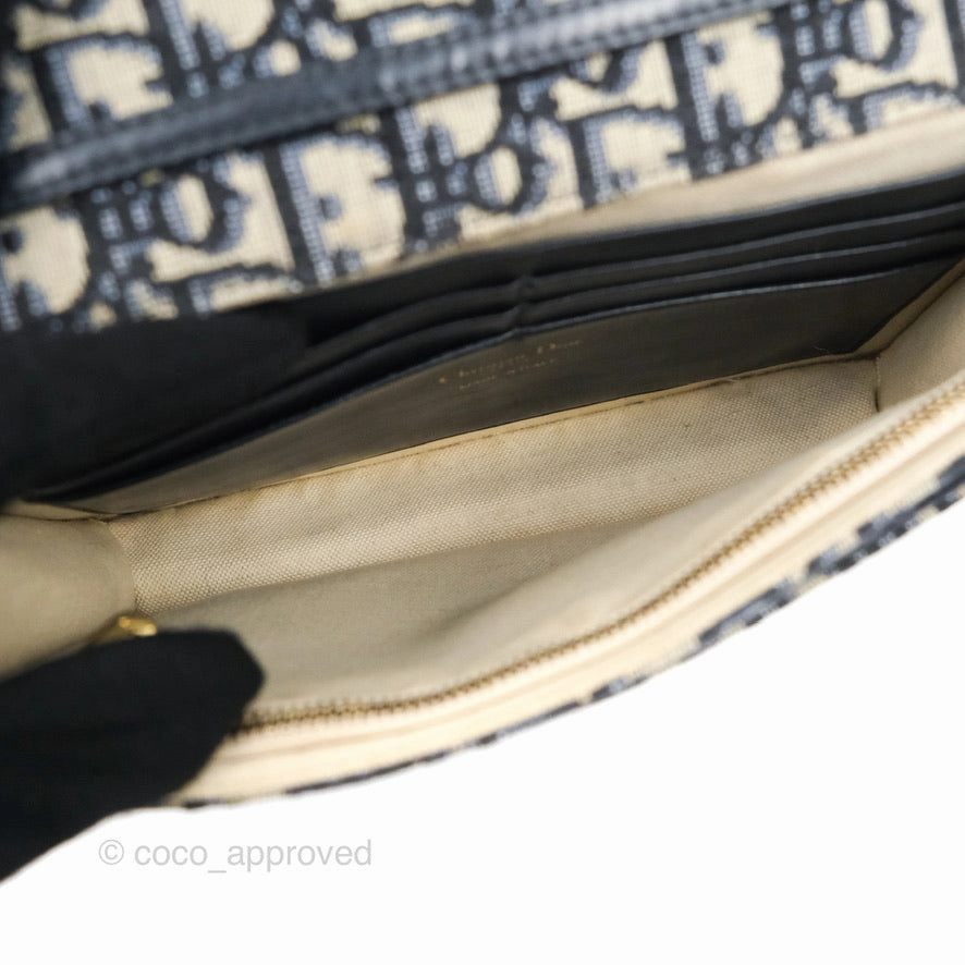 Christian Dior Saddle Chain Pouch Navy Oblique Jacquard