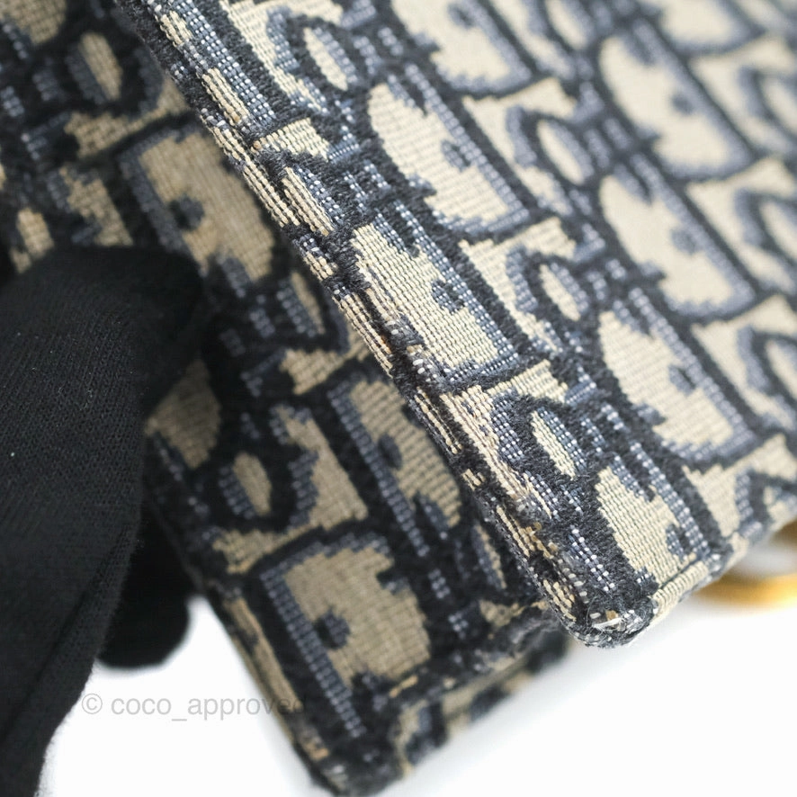 Christian Dior Saddle Chain Pouch Navy Oblique Jacquard