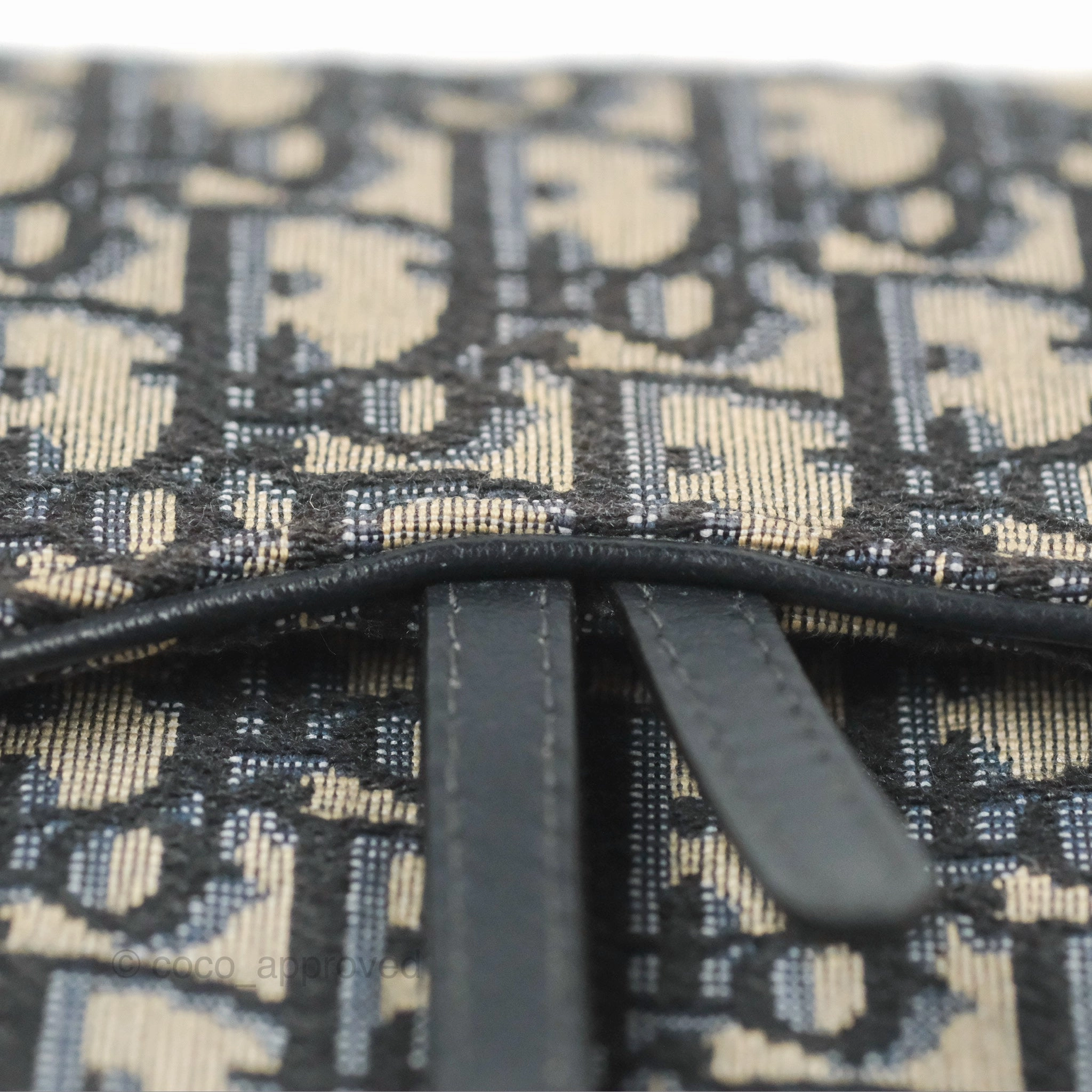 Christian Dior Saddle Chain Pouch Navy Oblique Jacquard