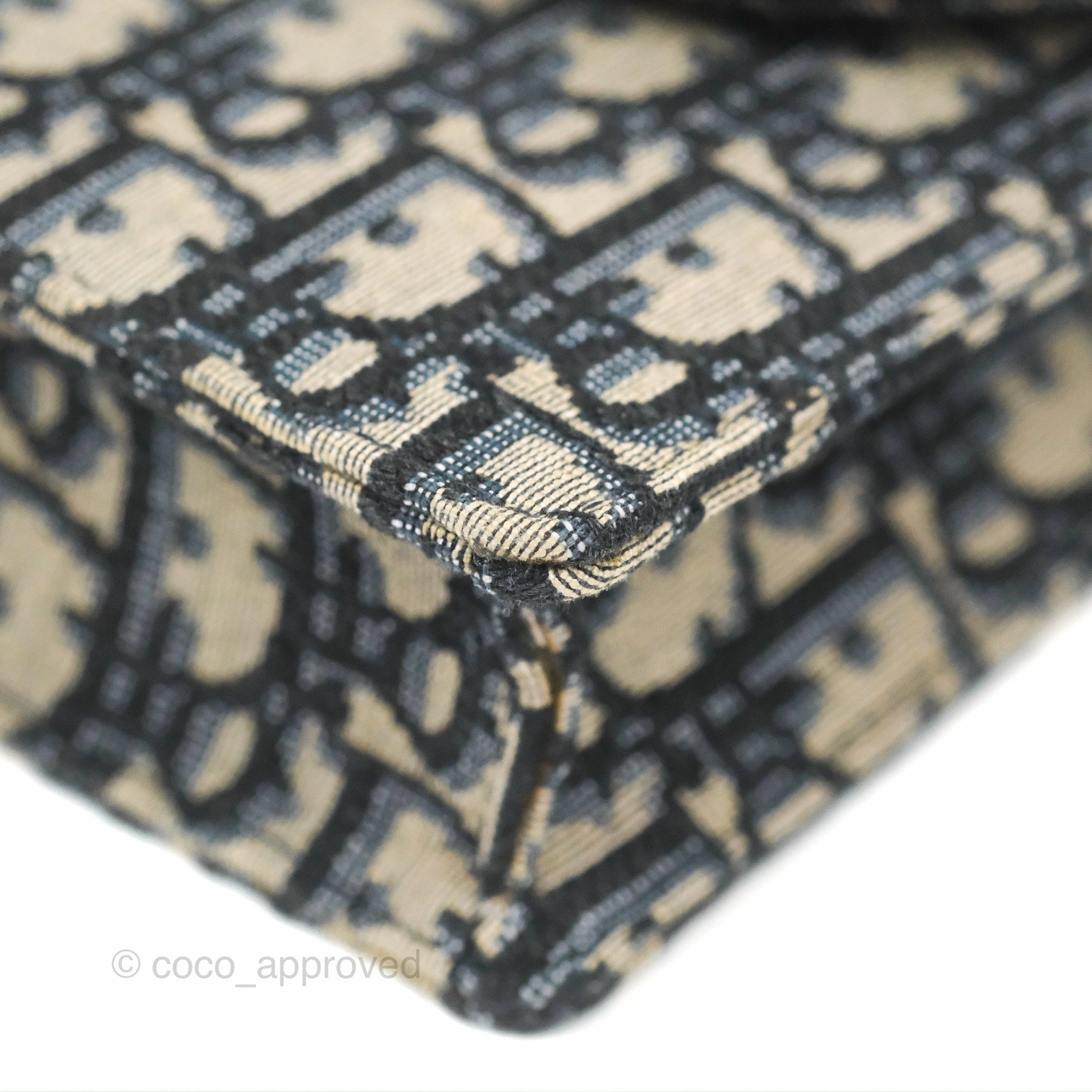 Christian Dior Saddle Chain Pouch Navy Oblique Jacquard