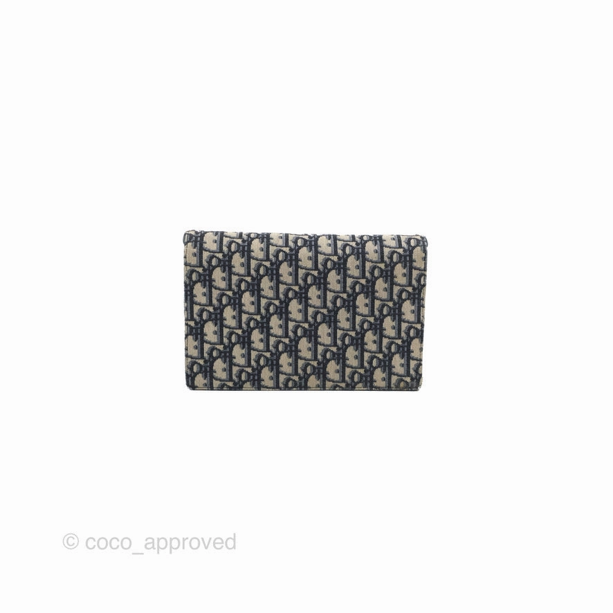 Christian Dior Saddle Chain Pouch Navy Oblique Jacquard