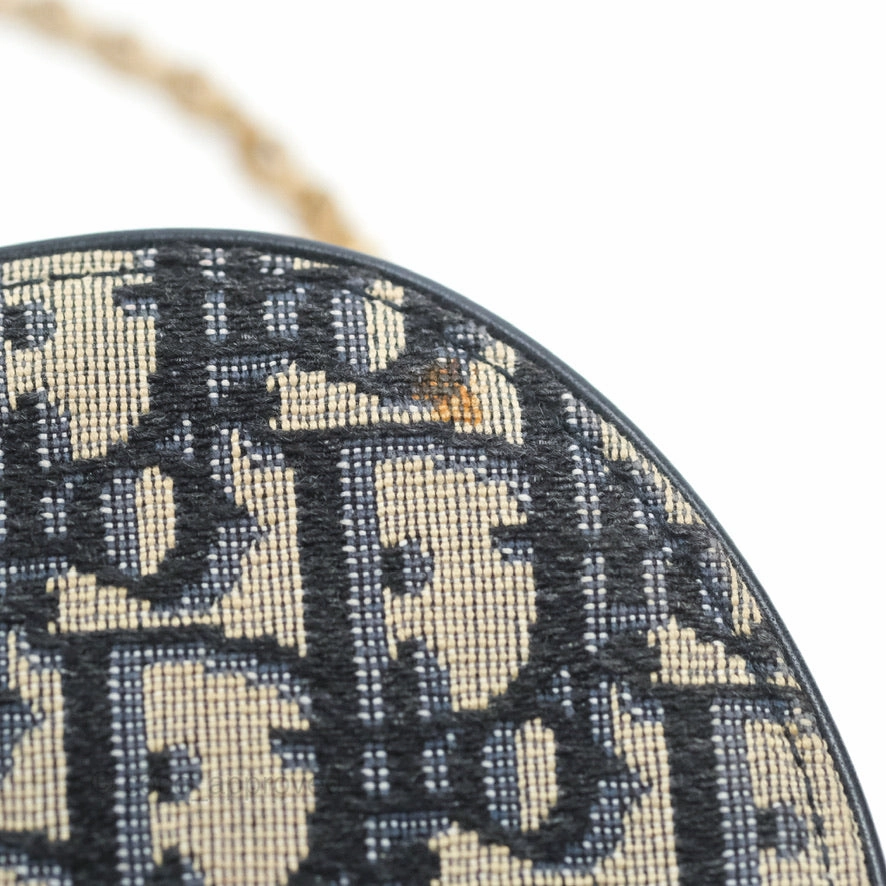 Christian Dior Saddle Chain Pouch Navy Oblique Jacquard
