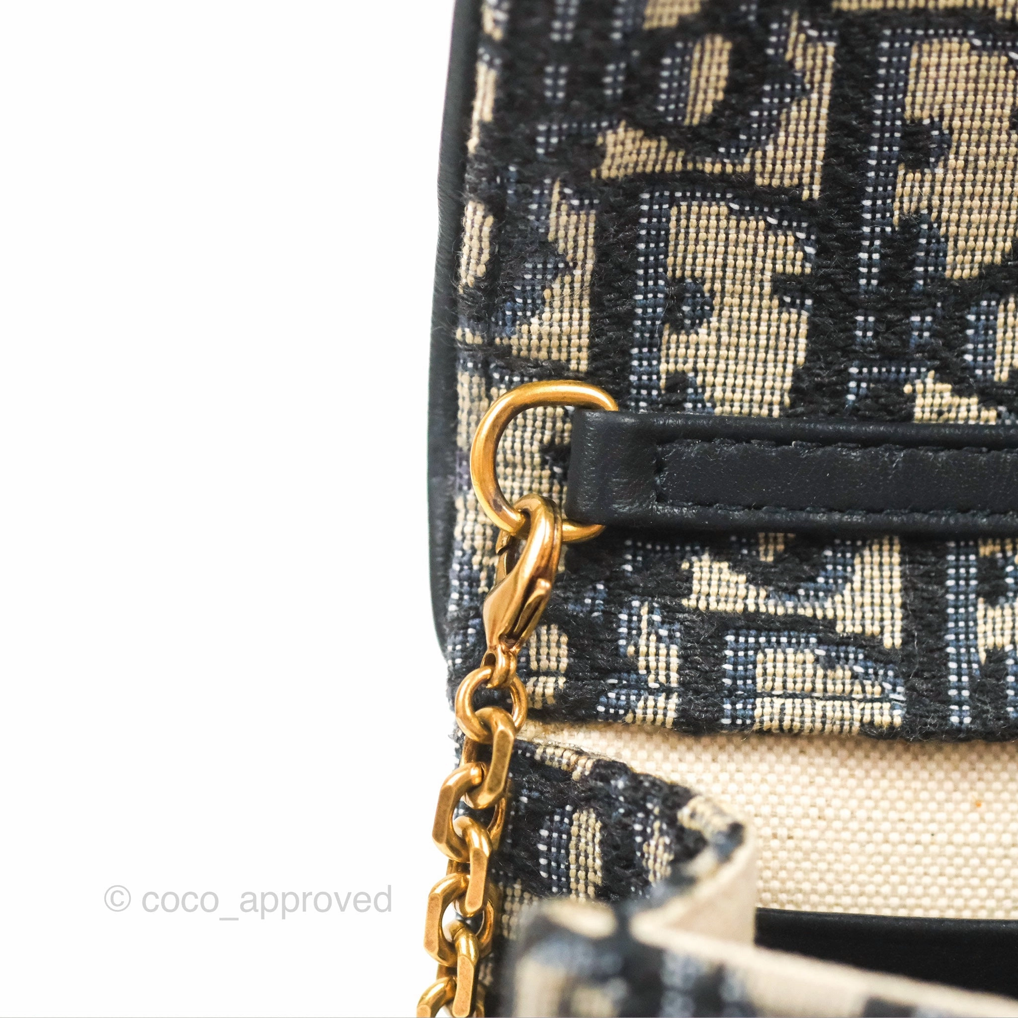 Christian Dior Saddle Chain Pouch Navy Oblique Jacquard