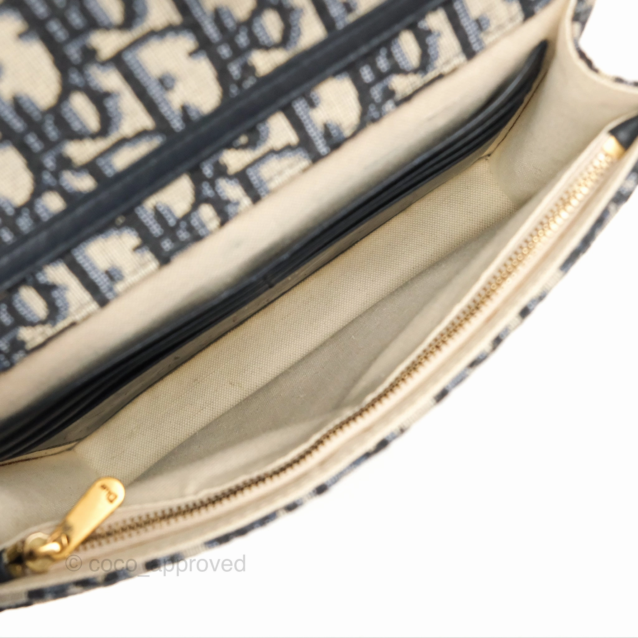 Christian Dior Saddle Chain Pouch Navy Oblique Jacquard
