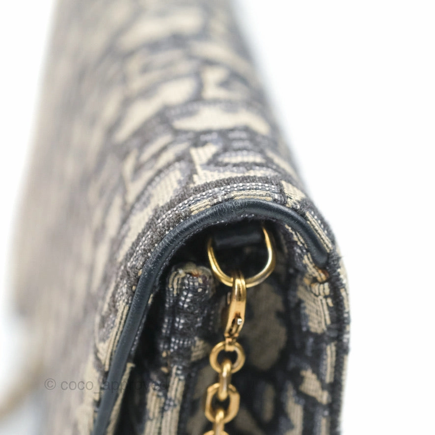 Christian Dior Saddle Chain Pouch Navy Oblique Jacquard